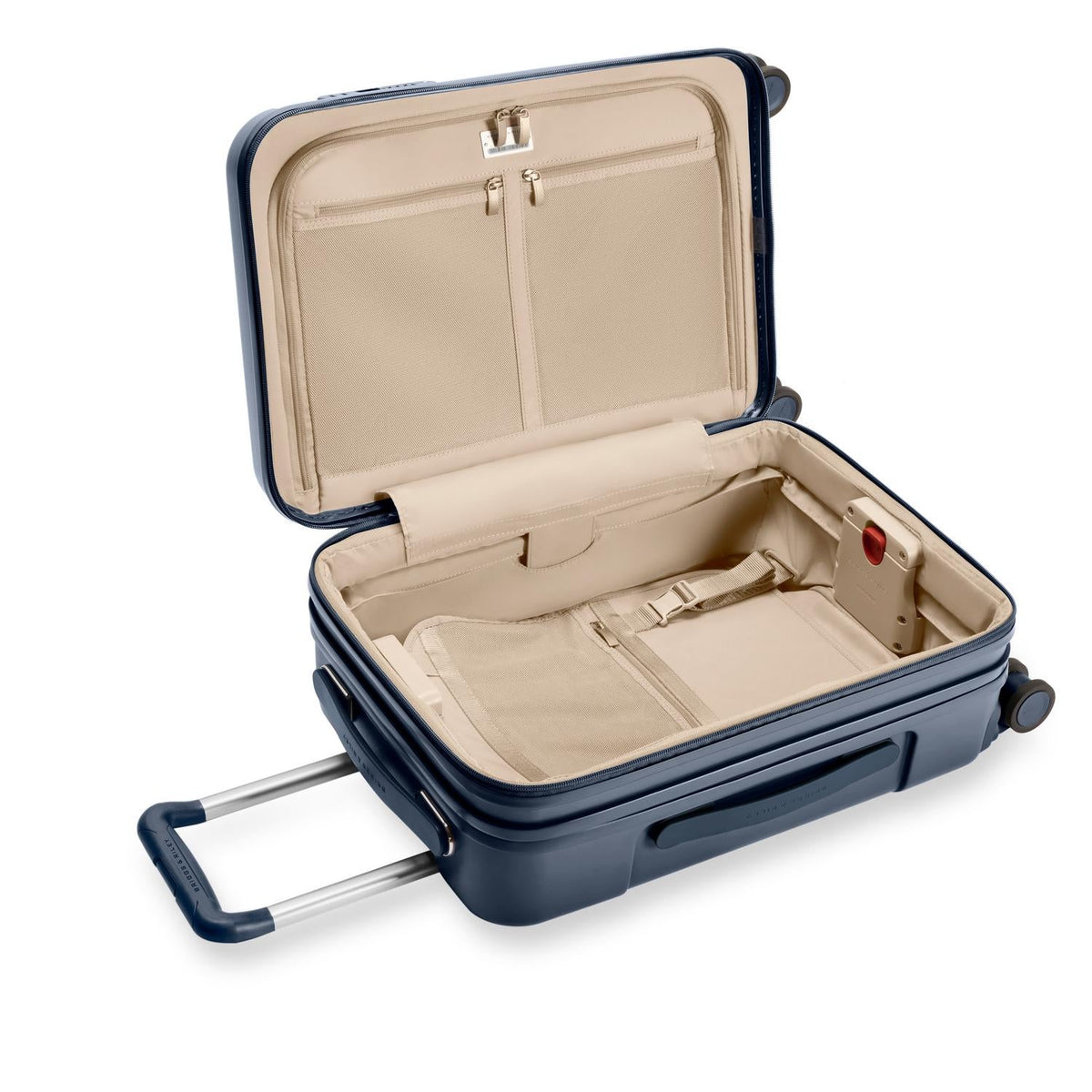 Briggs & Riley Sympatico Essential 22" Carry-On Expandable Spinner in Navy — interior view
