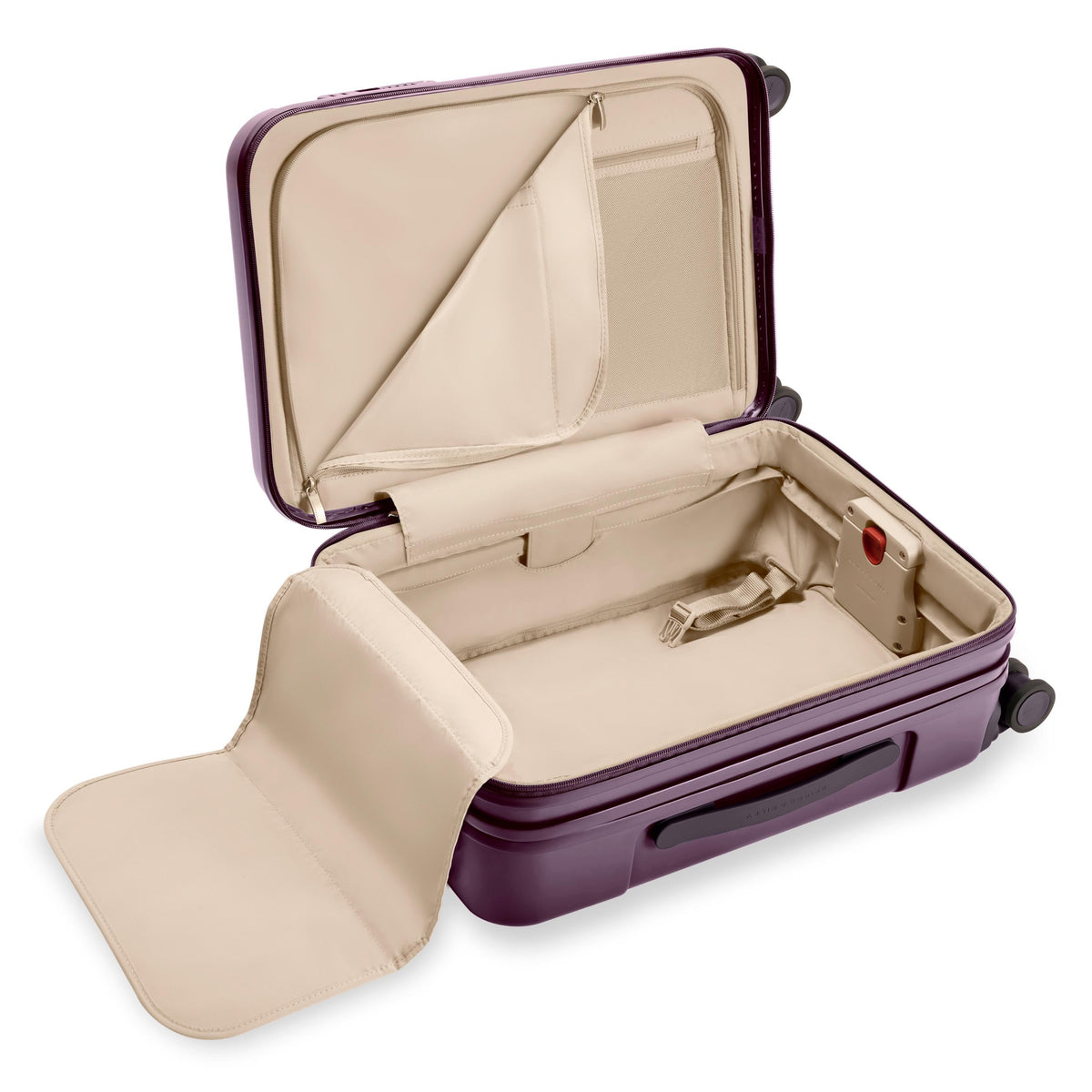 Briggs & Riley Sympatico Essential 22" Carry-On Expandable Spinner in Plum — interior view