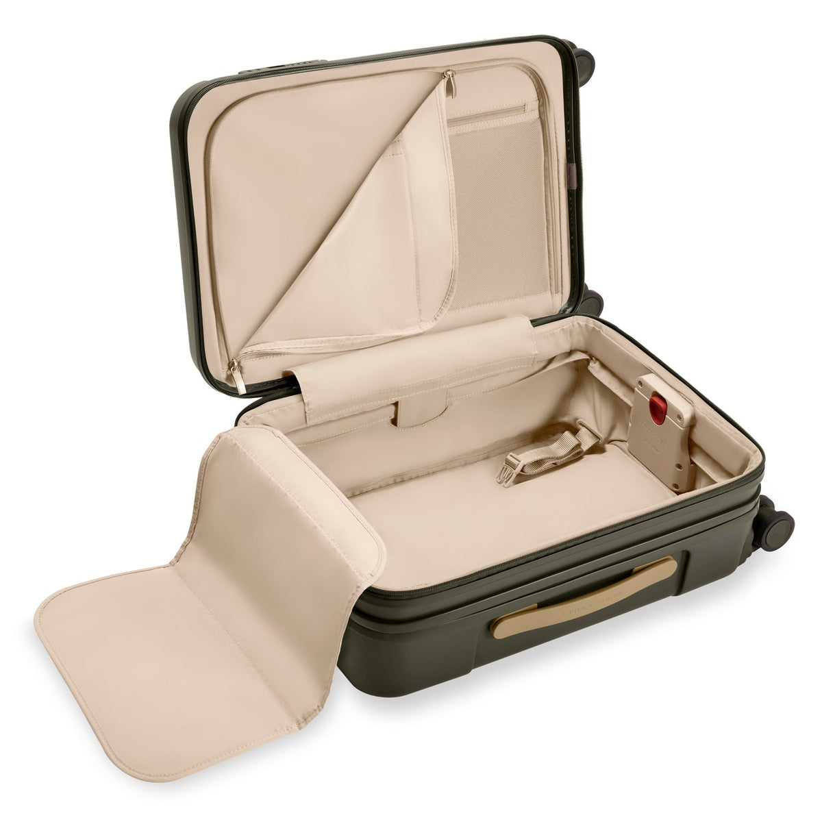 Briggs & Riley Sympatico Essential 22" Carry-On Expandable Spinner in Olive — interior view