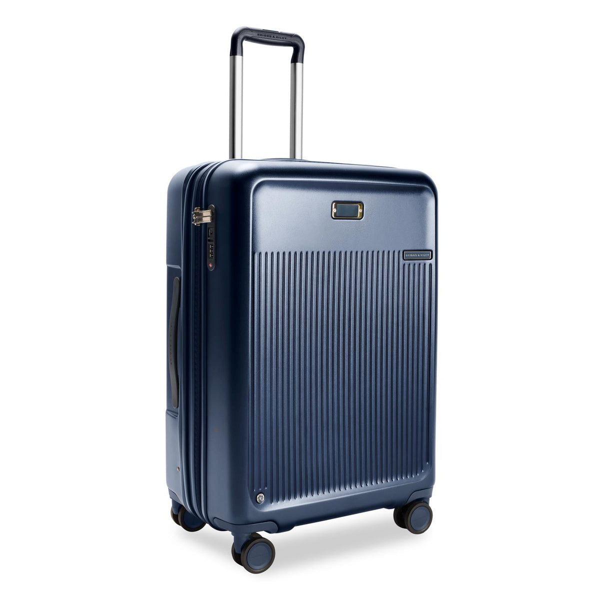 Briggs & Riley Sympatico Medium Expandable Spinner in Navy — angle view 2