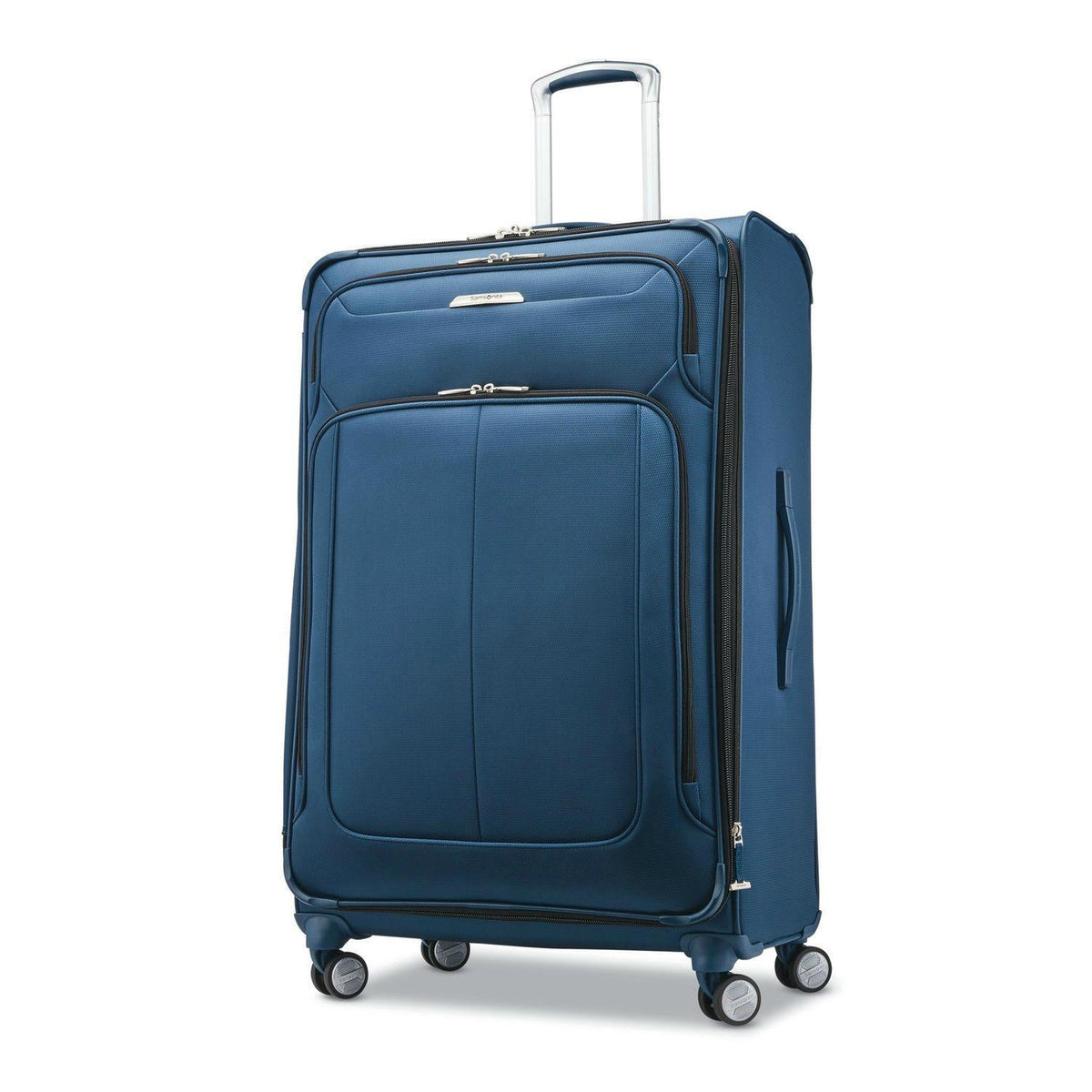 Samsonite SoLyte DLX Extra Large Expandable Spinner in Mediterranean Blue — front view # color_Mediterranean Blue