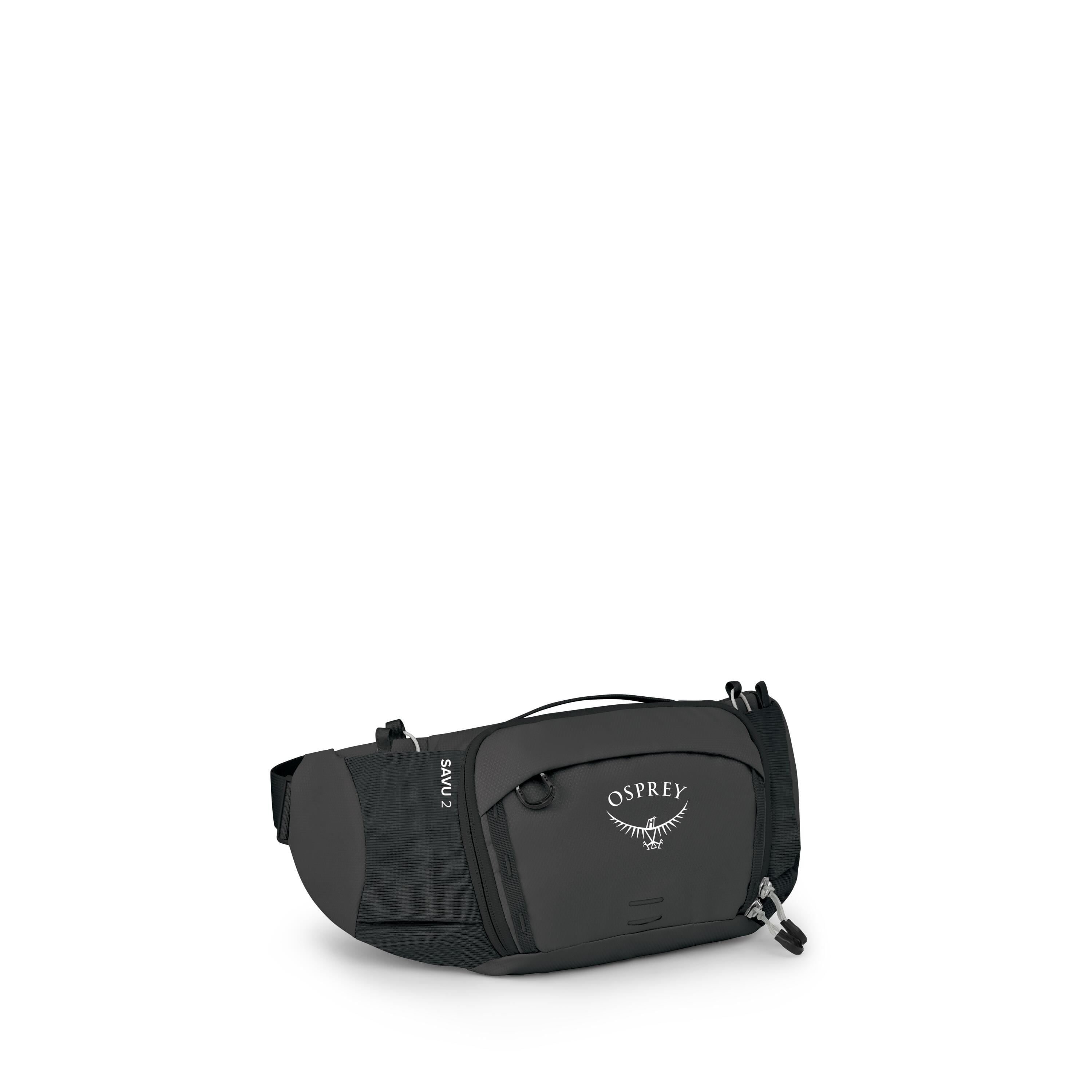 Osprey Savu 2 Bike Hydration Lumbar Pack 2L in Raven Black — angle view 2