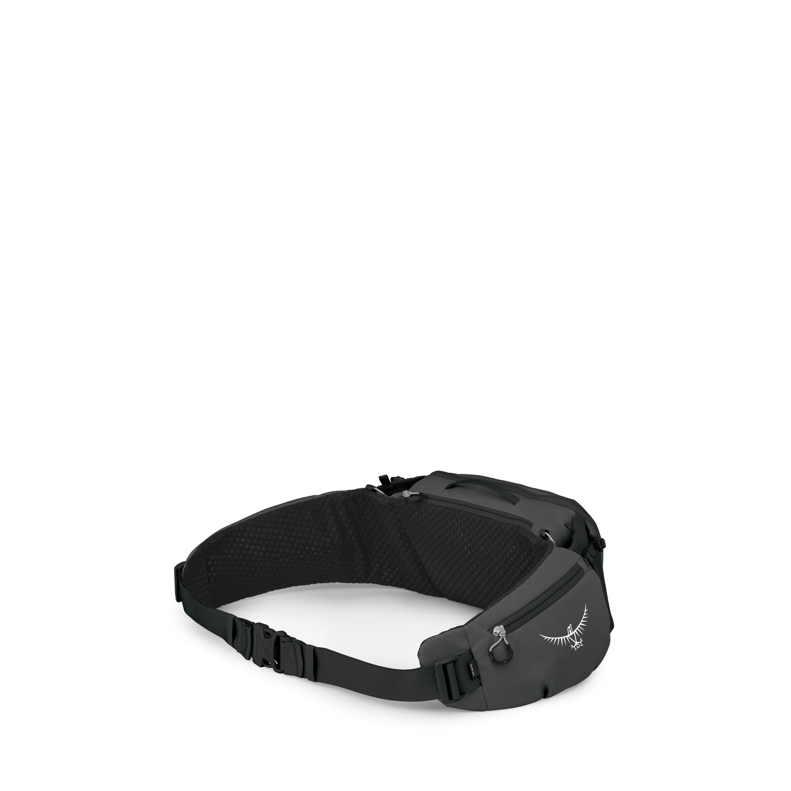 Osprey Savu 5 Extended Fit Bike Hydration Lumbar Pack 5L in Raven Black — angle view 3