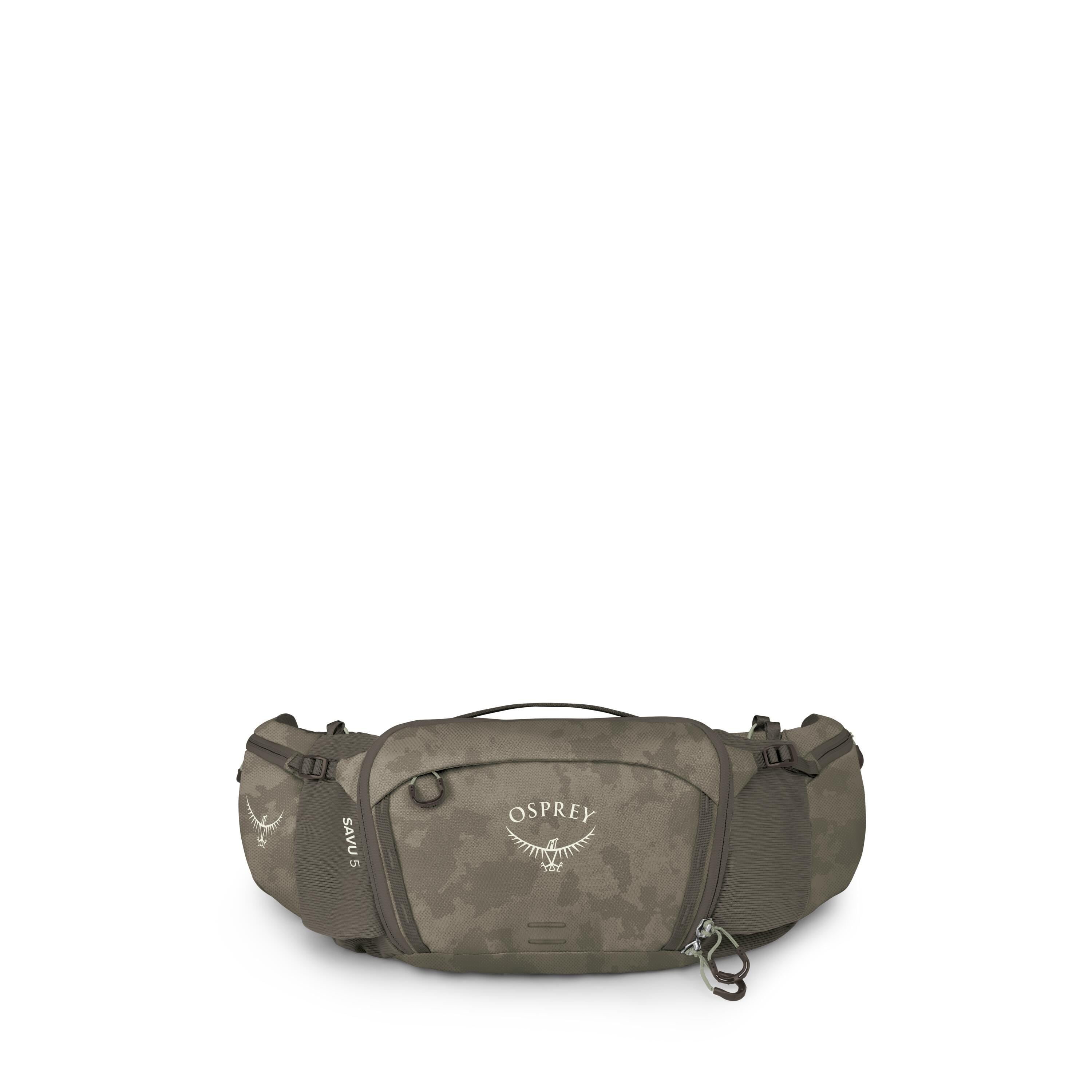 Osprey Savu 5 Bike Hydration Lumbar Pack 5L in Pediment Grey Dust Print — front view