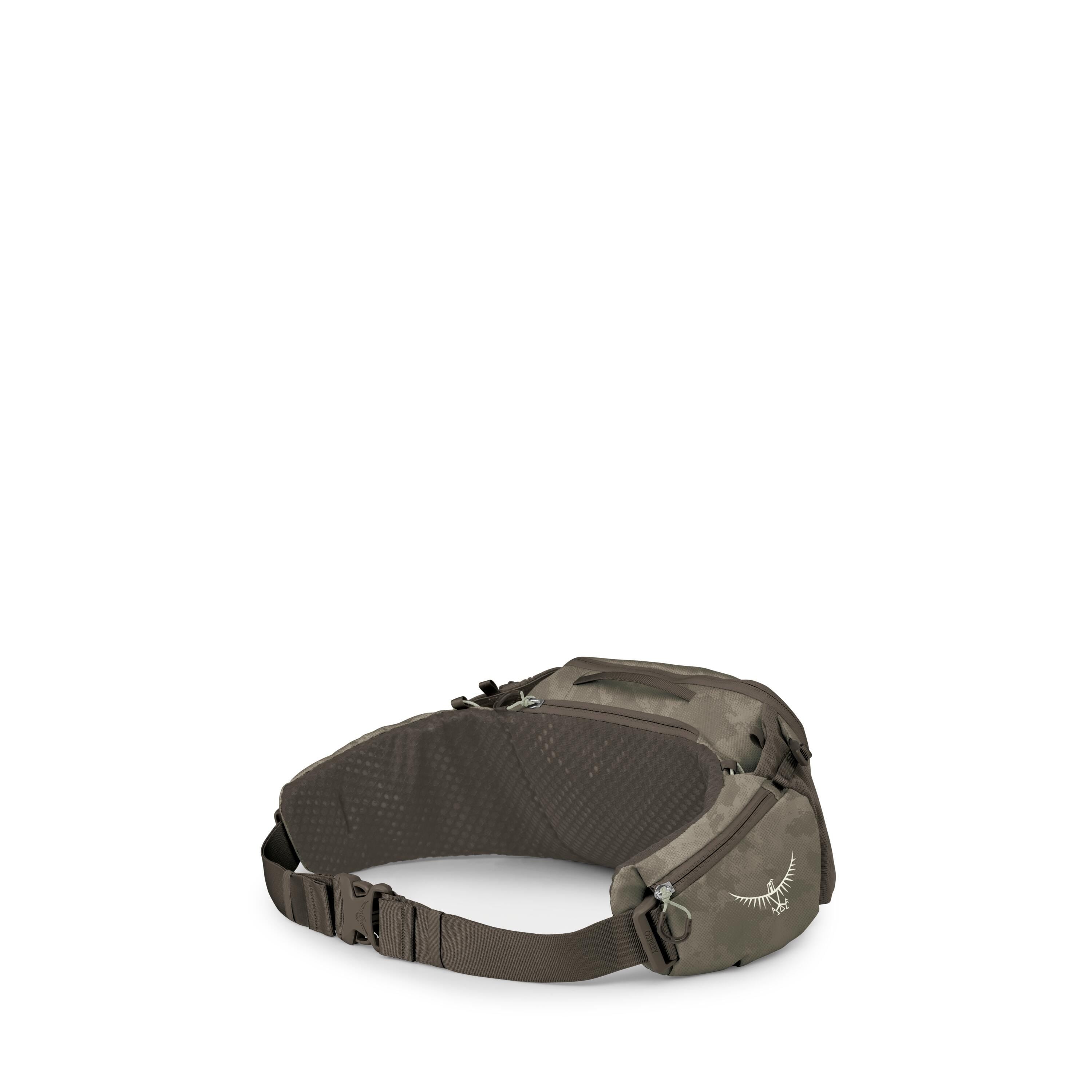 Osprey Savu 5 Bike Hydration Lumbar Pack 5L in Pediment Grey Dust Print — angle view 3