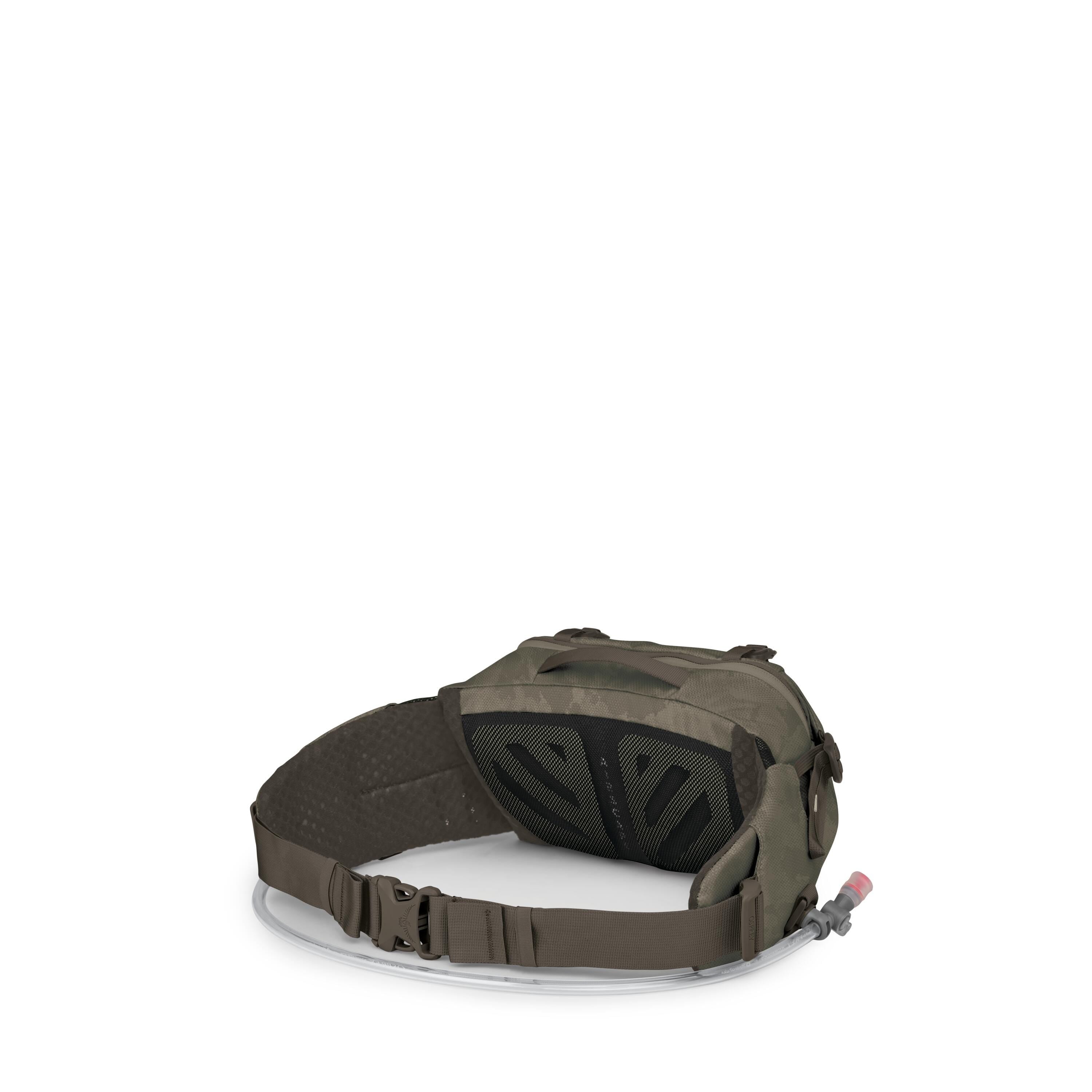 Osprey Seral 4 Bike Hydration Lumbar Pack 4L in Pediment Grey Dust Print — angle view 3