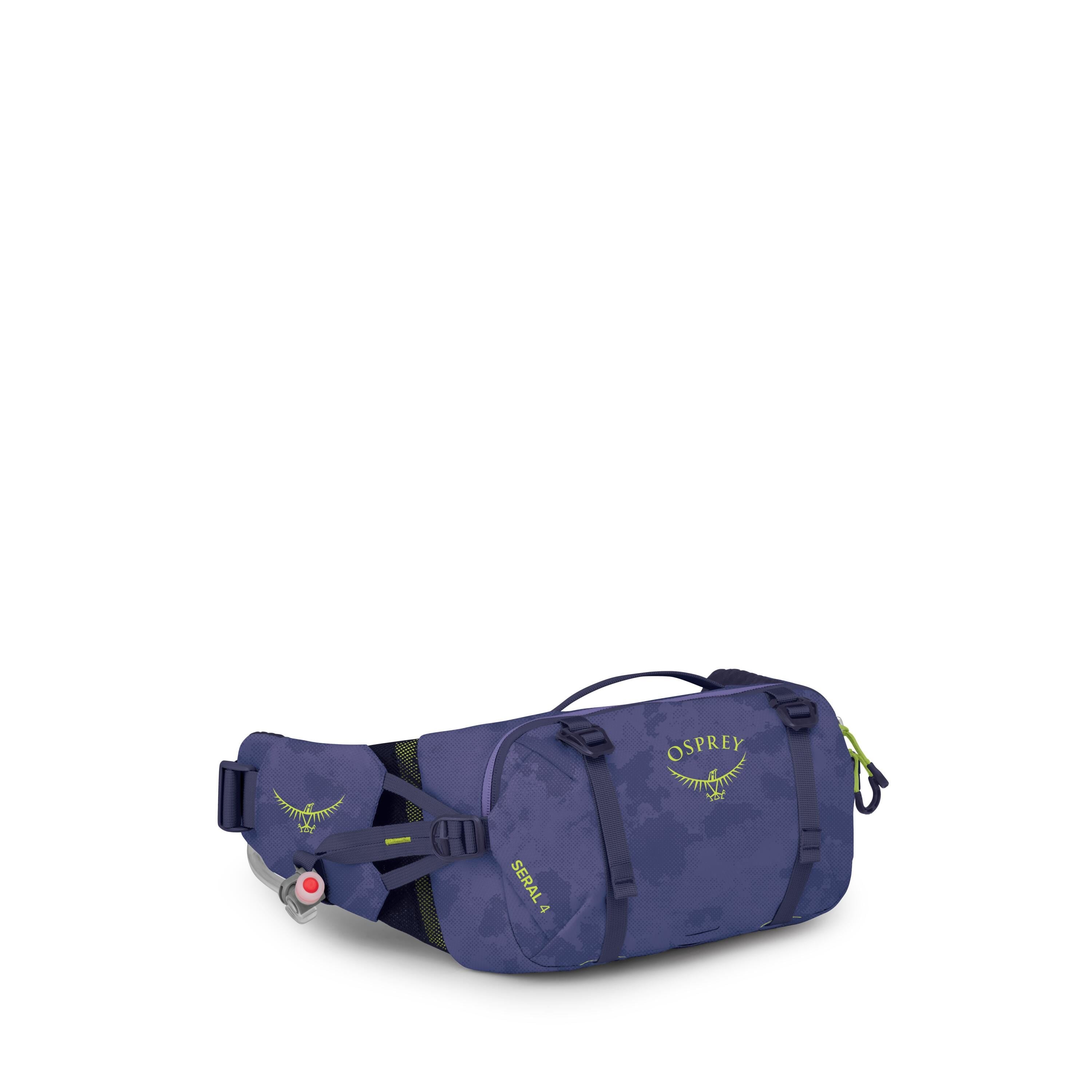 Osprey Seral 4 Bike Hydration Lumbar Pack 4L in Botswana Purple Dust Print — angle view 2