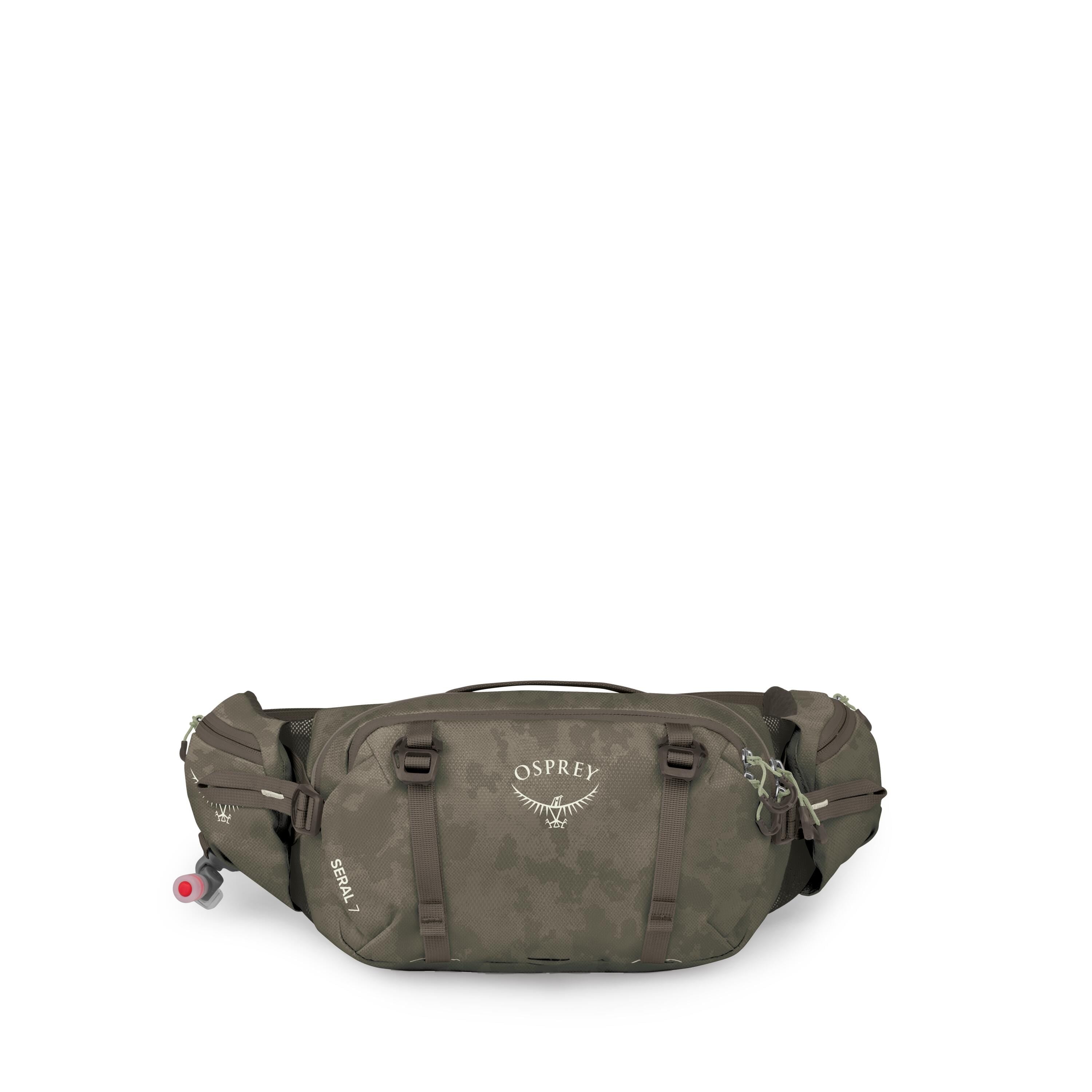 Osprey Seral 7 Bike Hydration Lumbar Pack 7L in Pediment Grey Dust Print — front view
