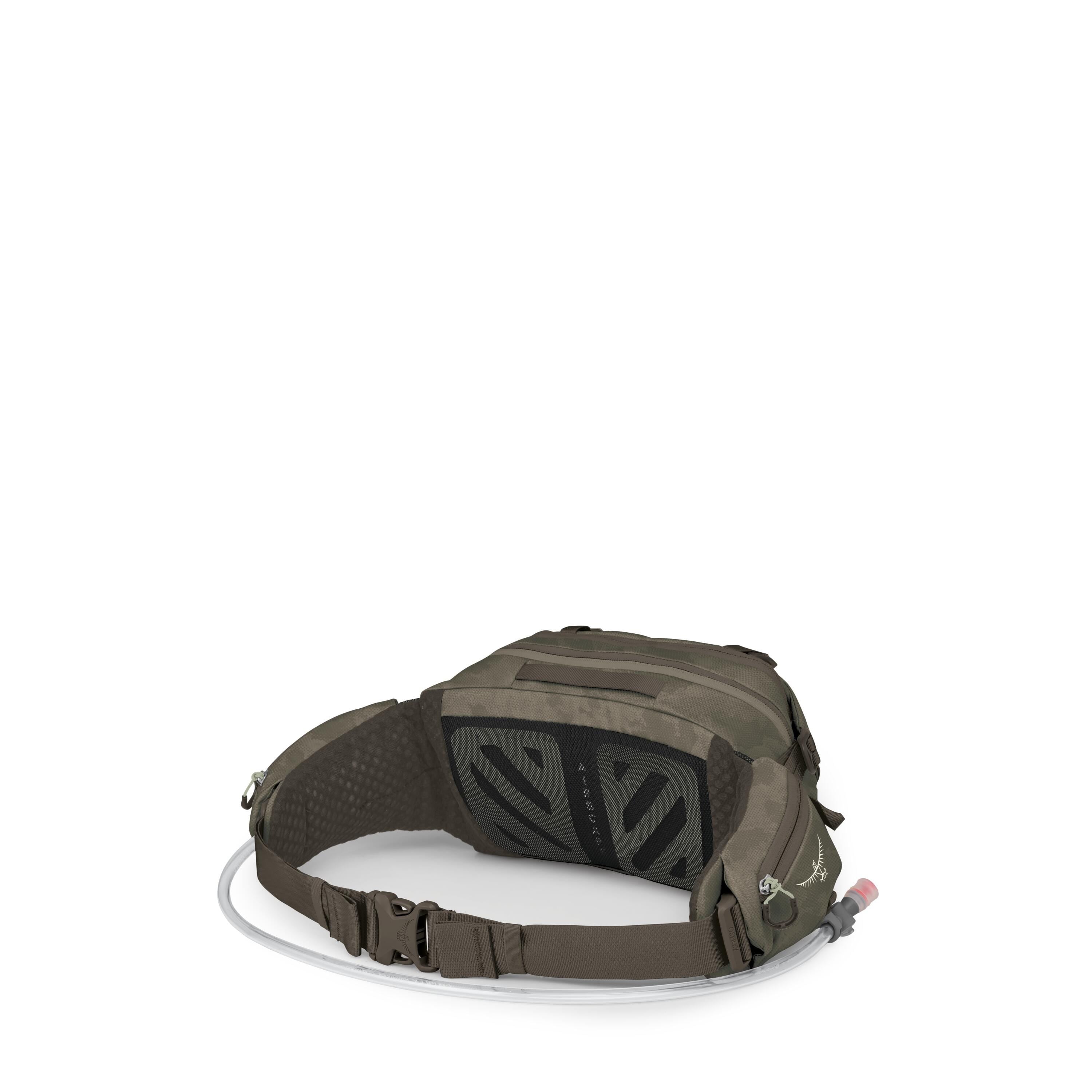 Osprey Seral 7 Bike Hydration Lumbar Pack 7L in Pediment Grey Dust Print — angle view 3