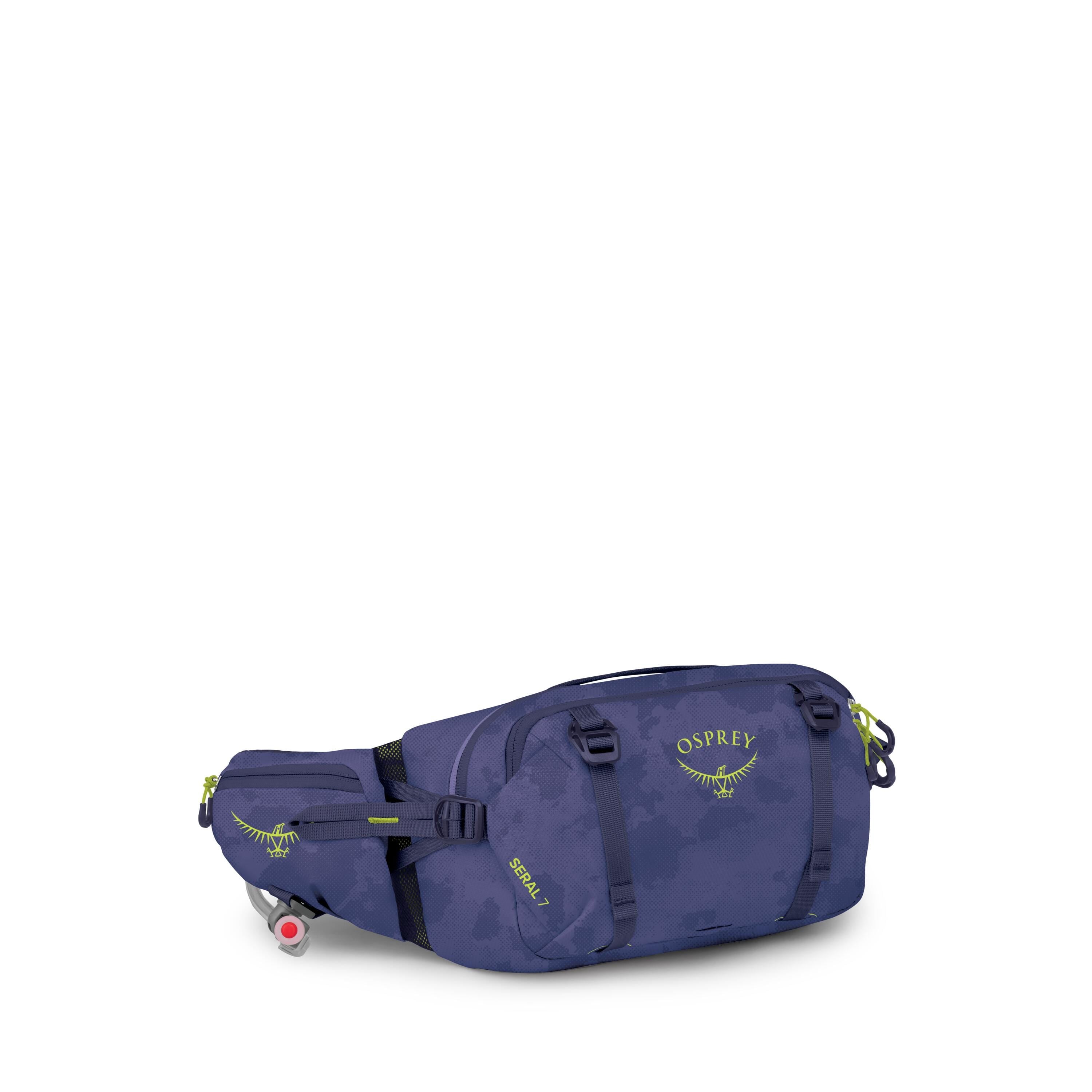 Osprey Seral 7 Bike Hydration Lumbar Pack 7L in Botswana Purple Dust Print — angle view 2