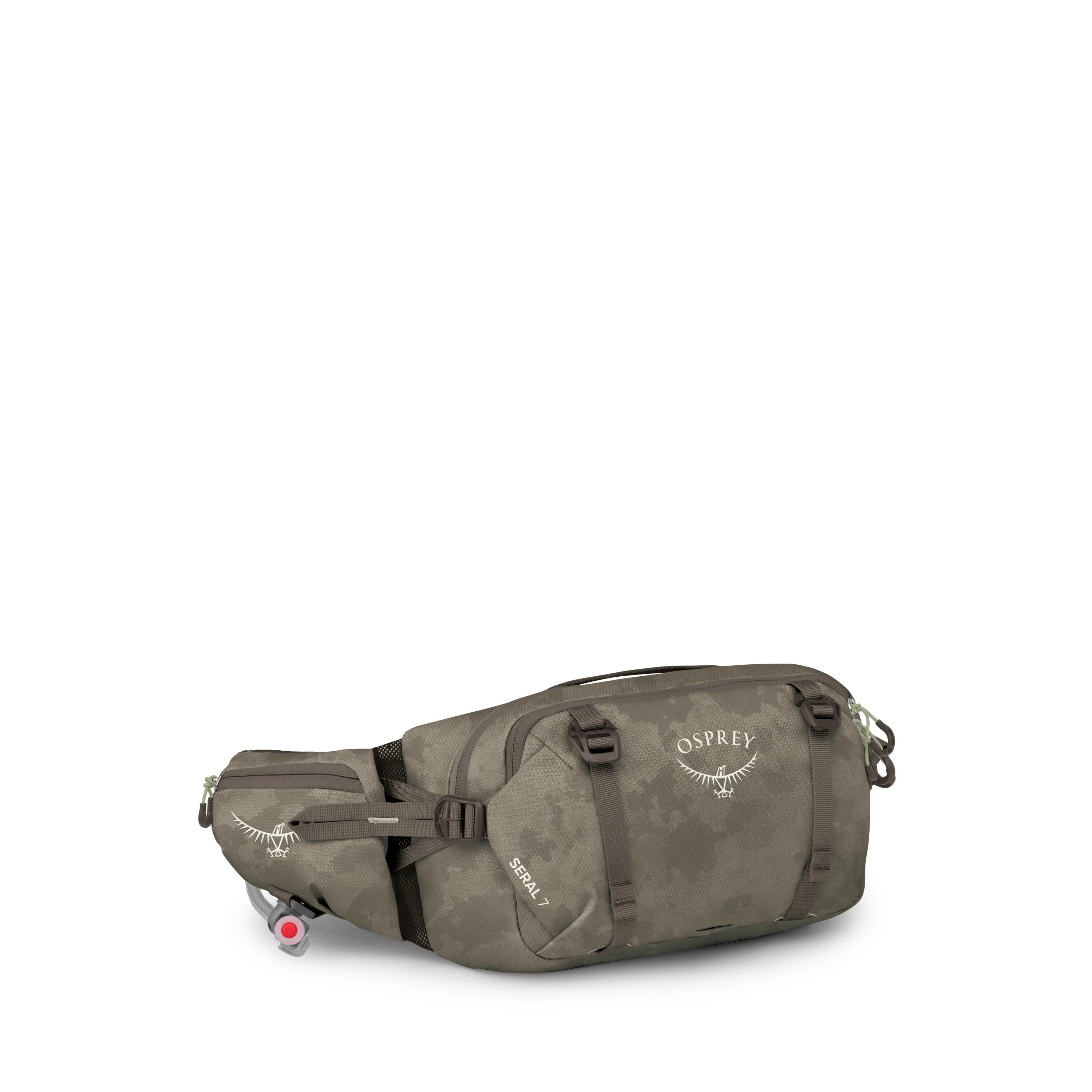 Osprey Seral 7 Bike Hydration Lumbar Pack 7L in Pediment Grey Dust Print — angle view 2