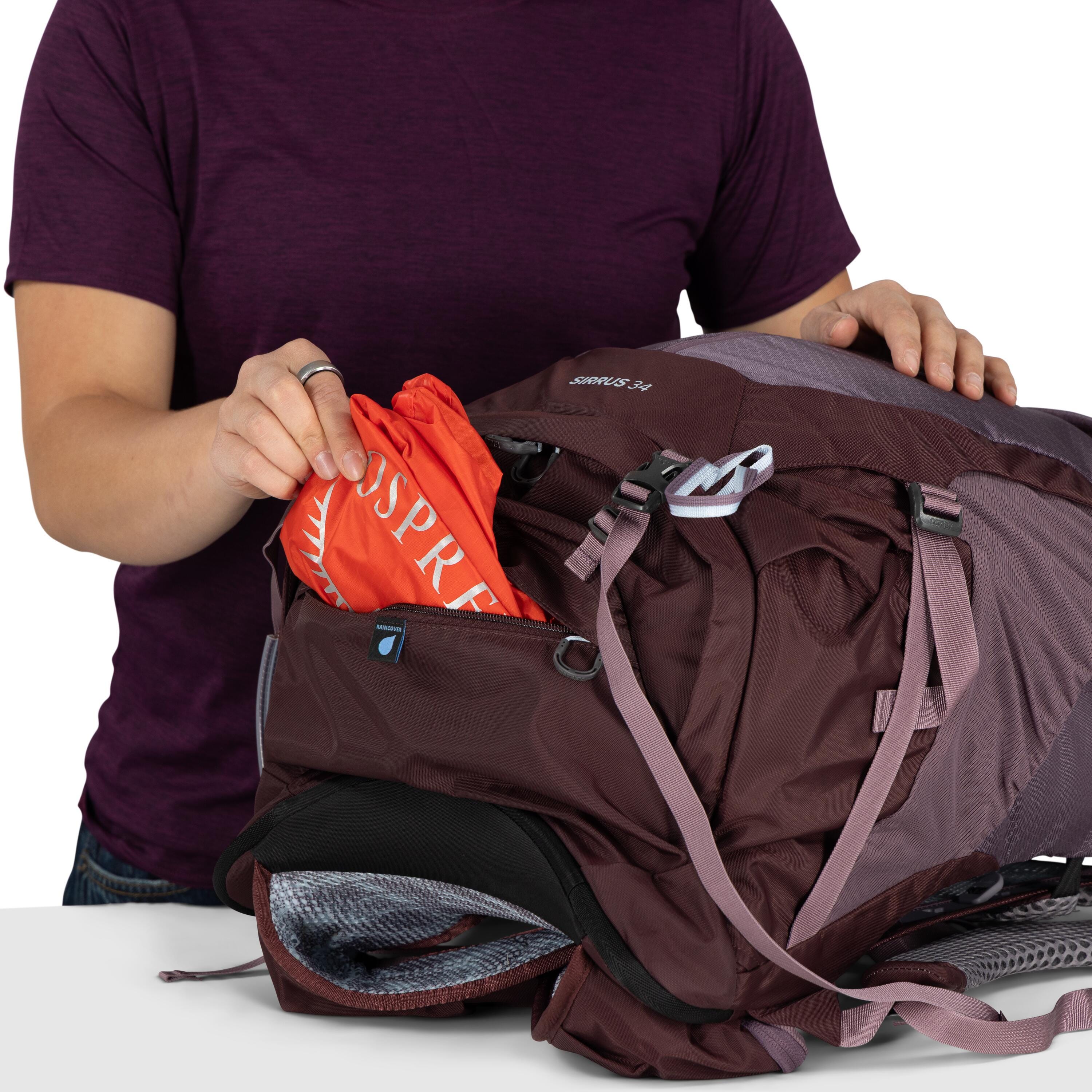 Osprey Sirrus 34 Hiking Backpack 34L in Purple Dusk — detail view