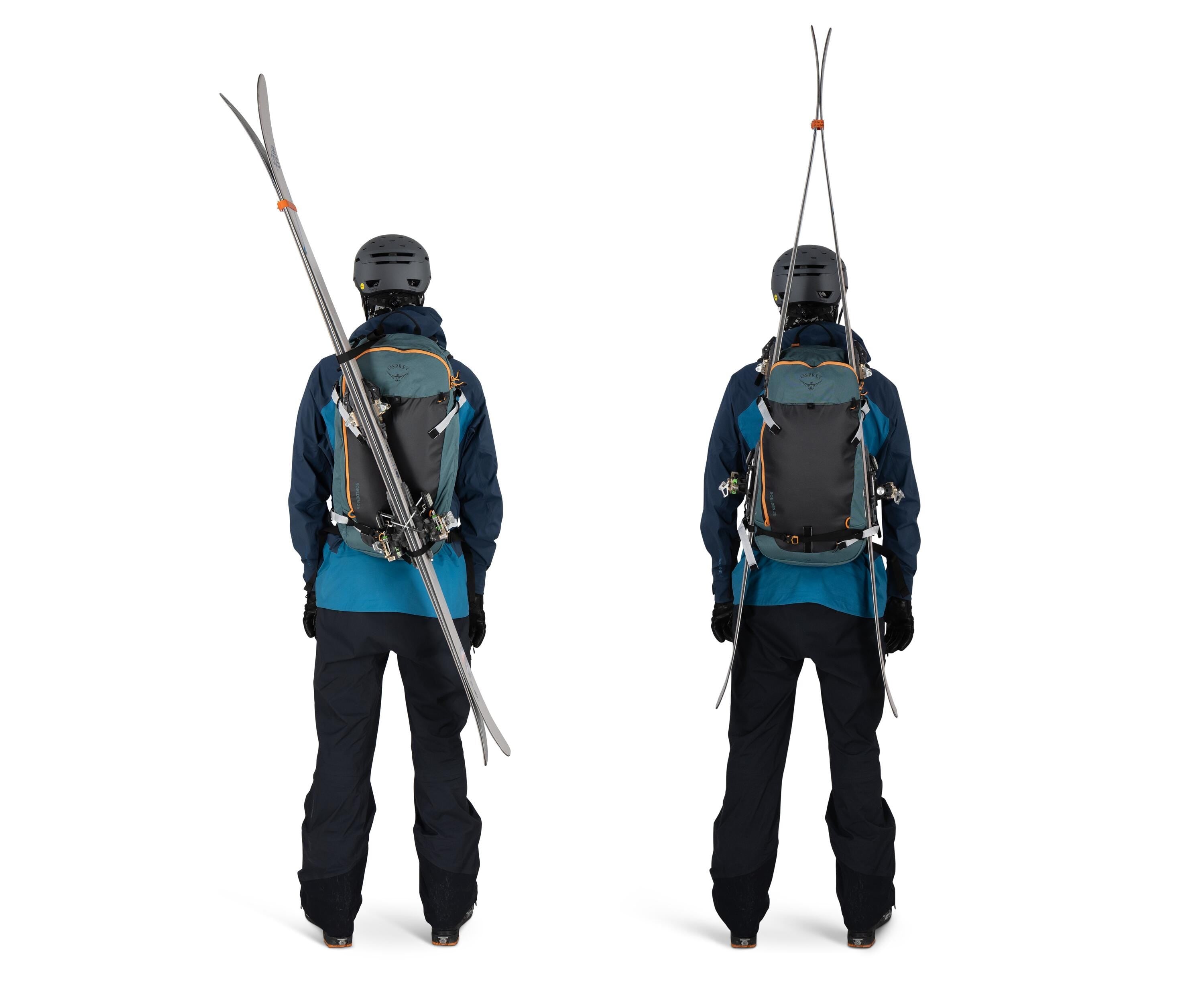 Osprey Soelden 25 Ski & Snowboard Backpack 25L in Cascade Blue-Raven Black — detail view
