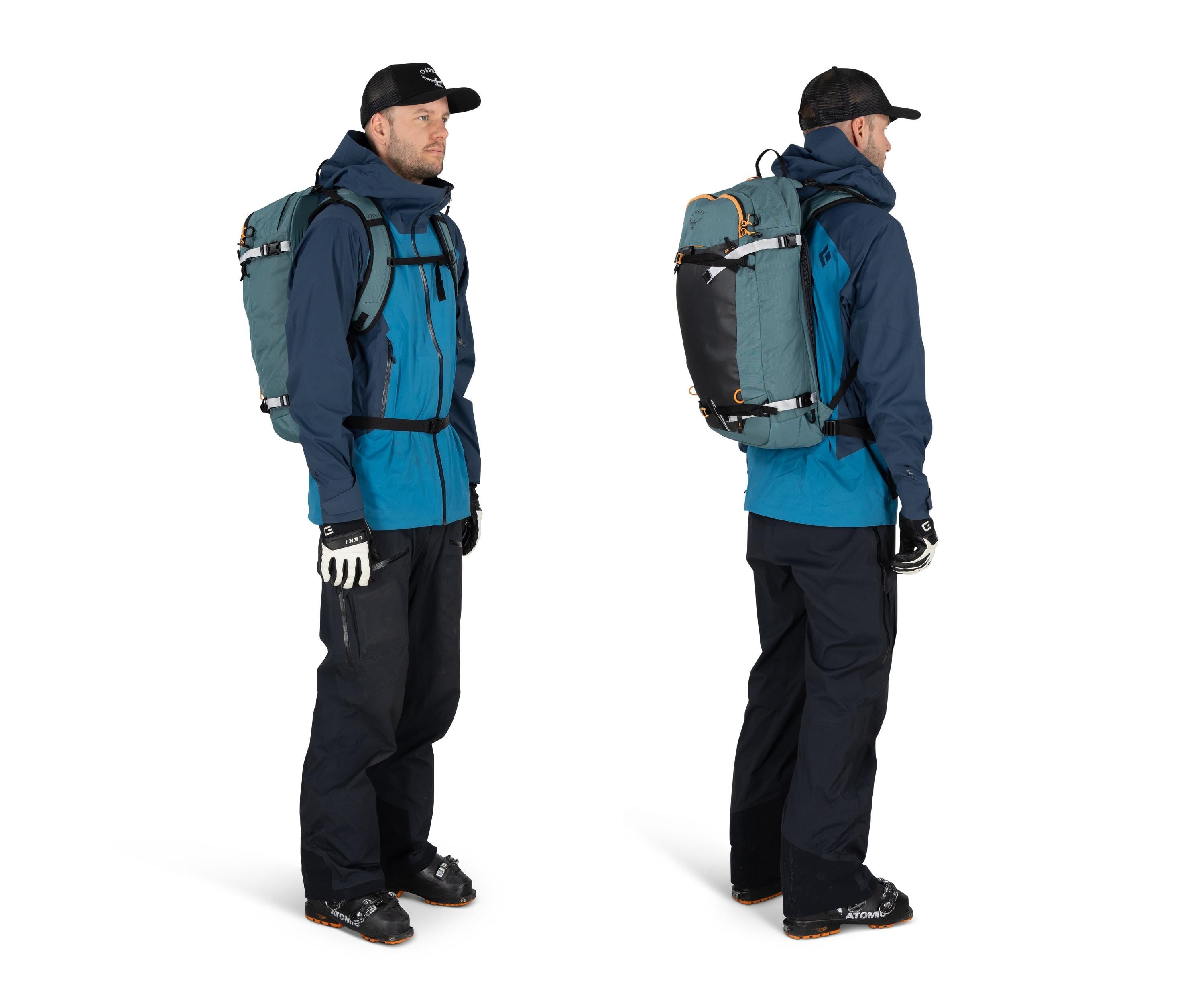 Osprey Soelden 25 Ski & Snowboard Backpack 25L in Cascade Blue-Raven Black — lifestyle