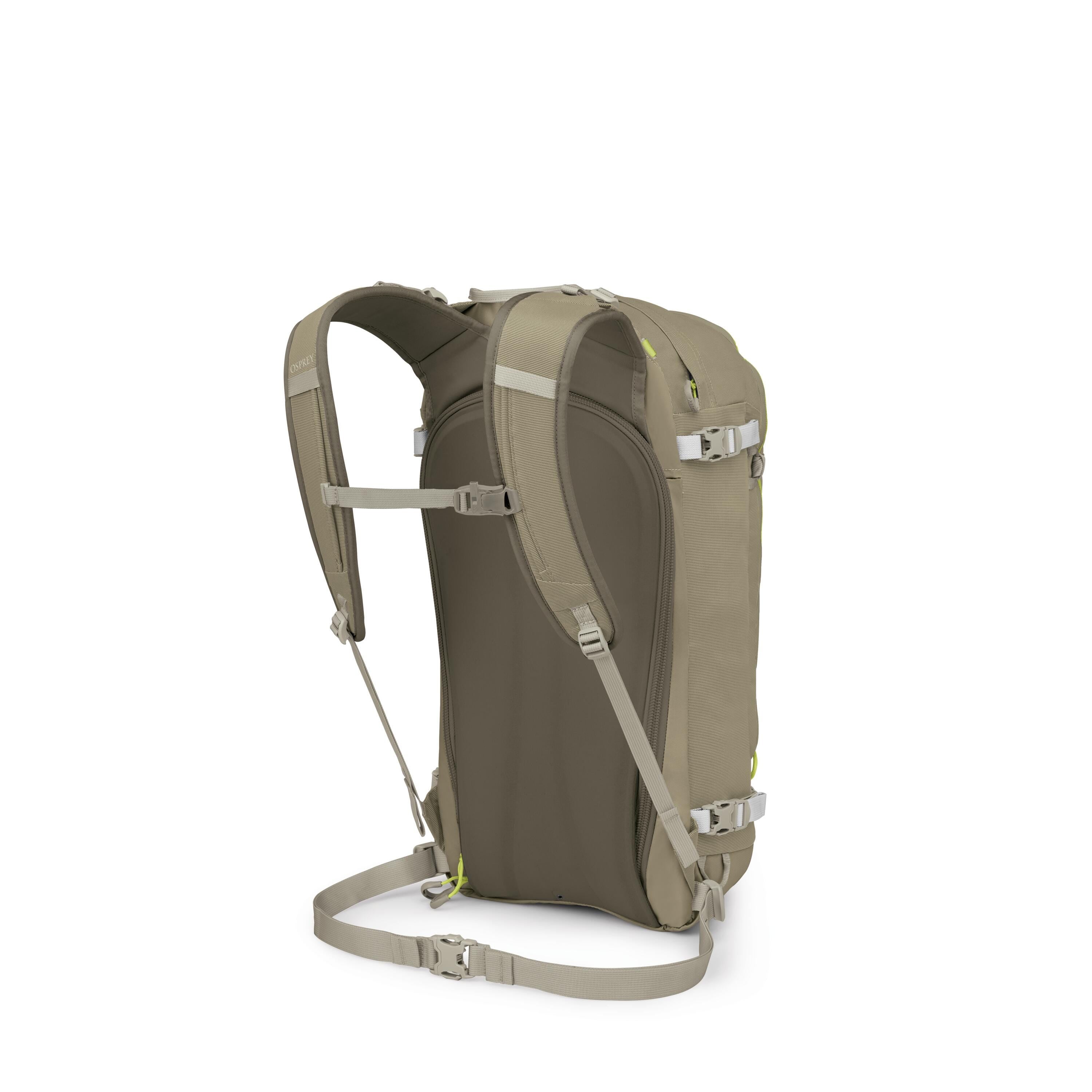 Osprey Soelden 25 Ski & Snowboard Backpack 25L in Olive Tan-Earl Grey — angle view 3