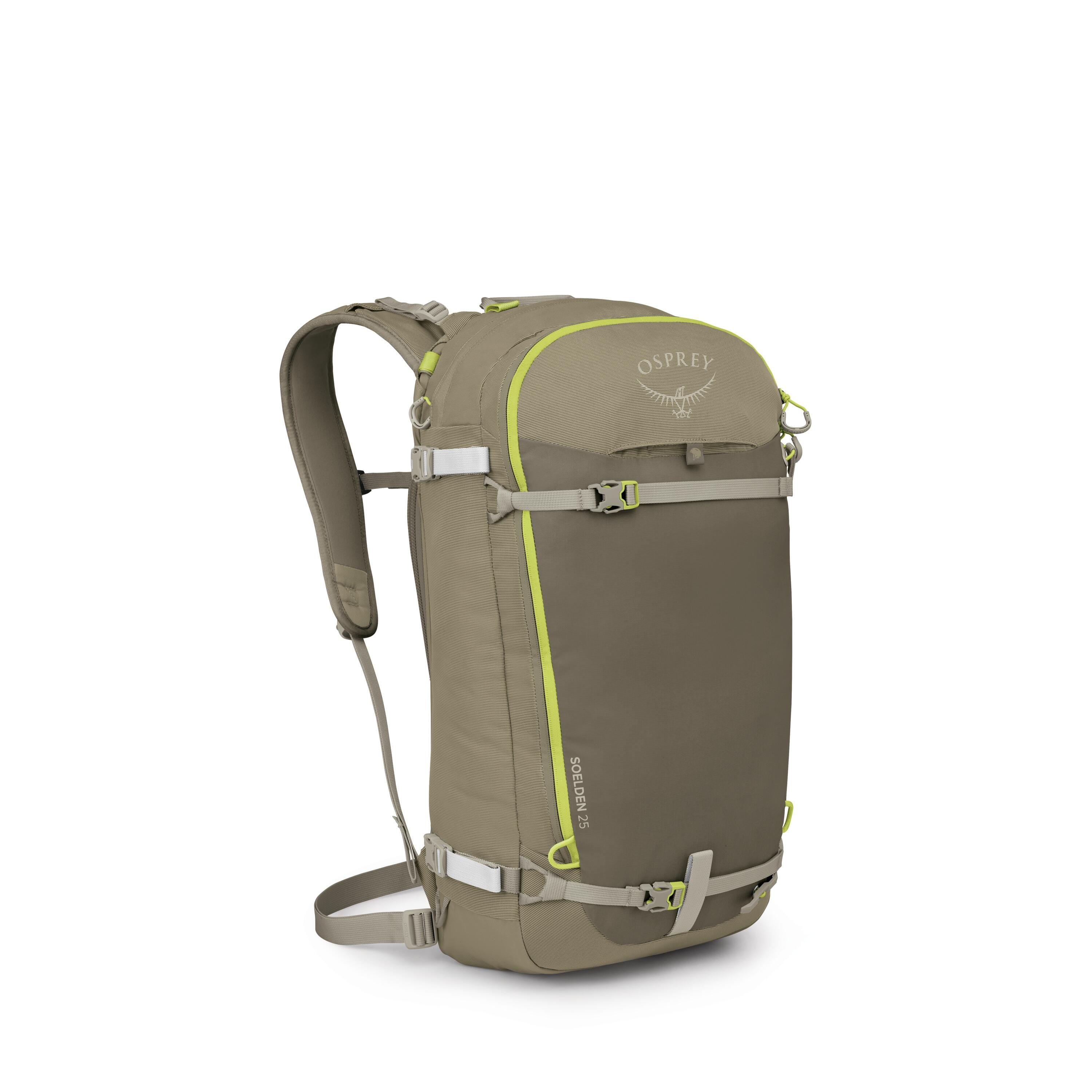 Osprey Soelden 25 Ski & Snowboard Backpack 25L in Olive Tan-Earl Grey — angle view 2