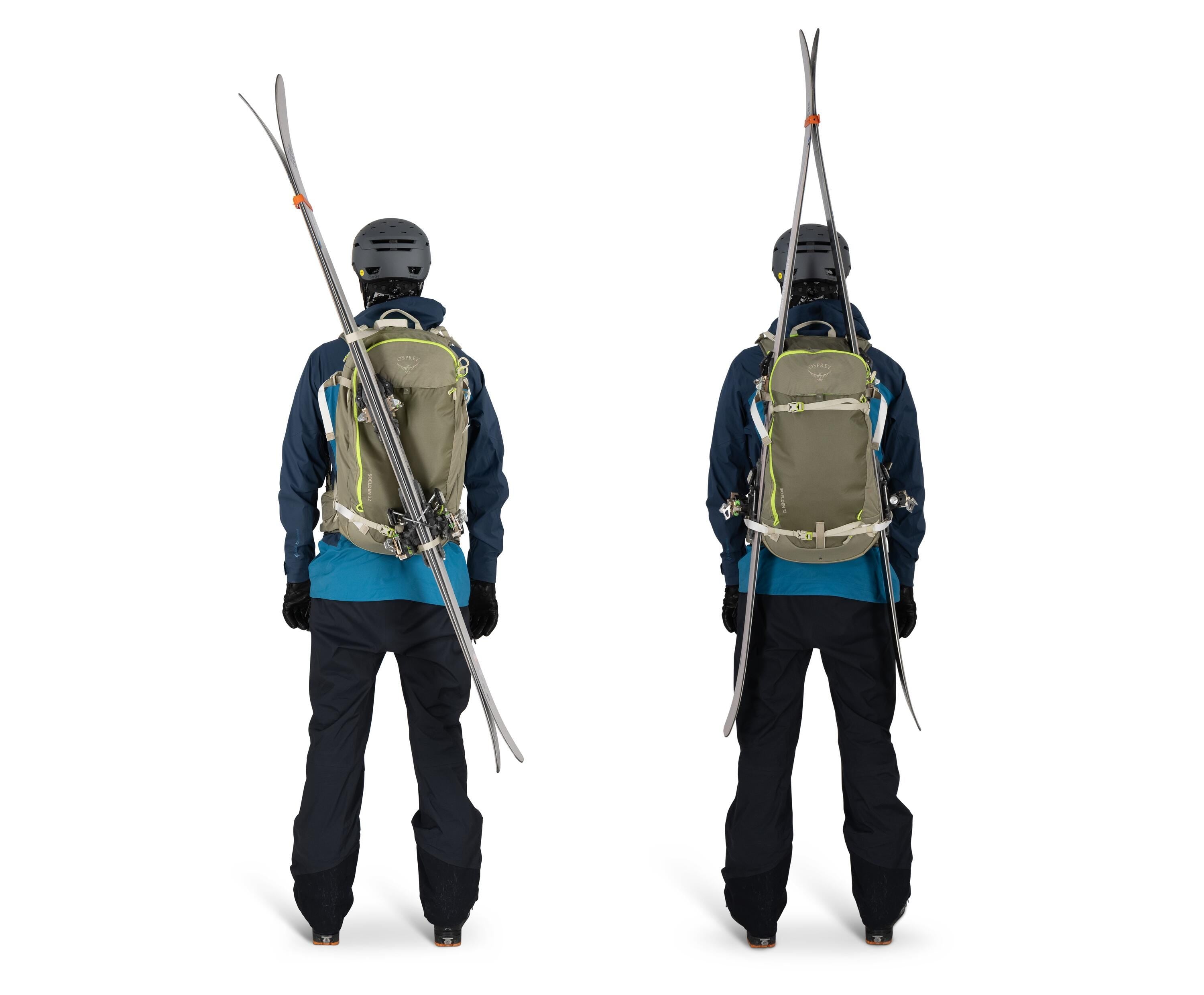 Osprey Soelden 32 Ski & Snowboard Backpack 32L in Olive Tan-Earl Grey — detail view