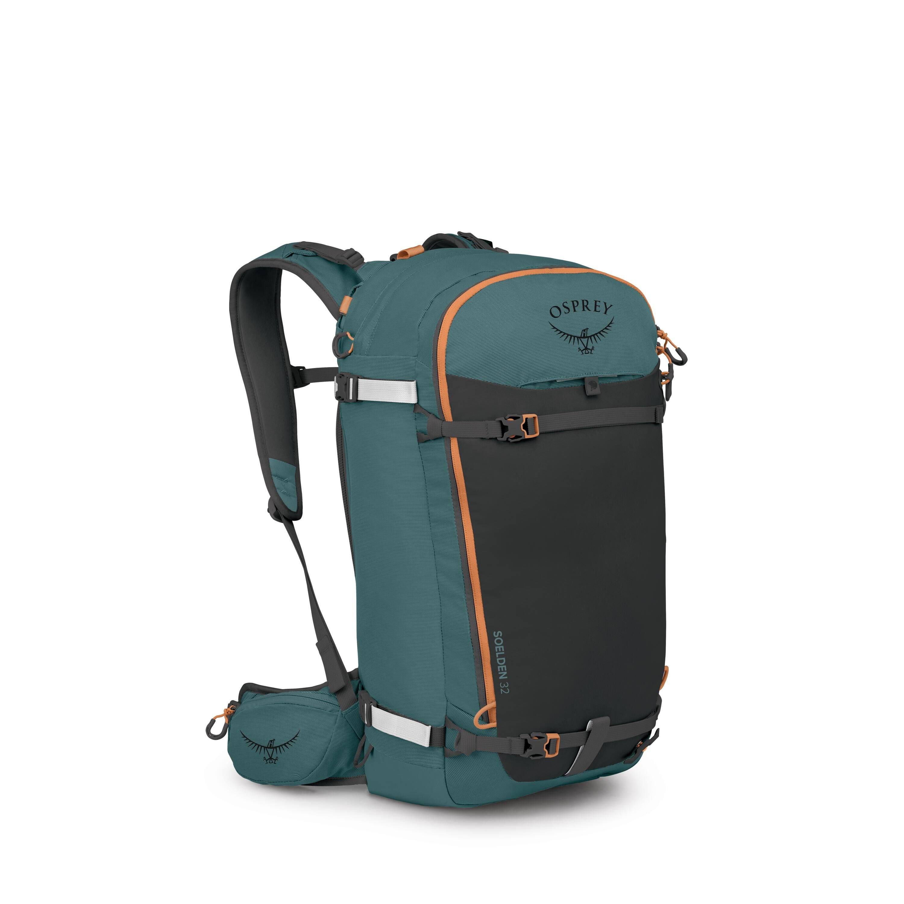 Osprey Soelden 32 Ski & Snowboard Backpack 32L in Cascade Blue-Raven Black — angle view 2