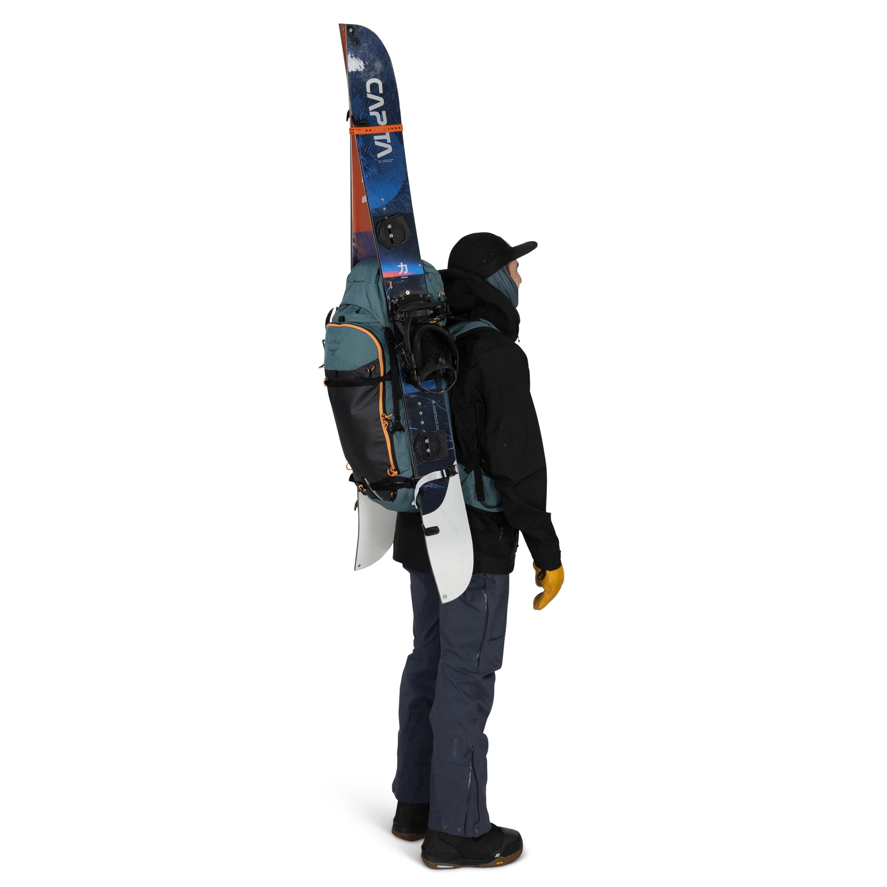 Osprey Soelden 45 Ski & Snowboard Backpack 45L in Cascade Blue-Raven Black — detail view 2
