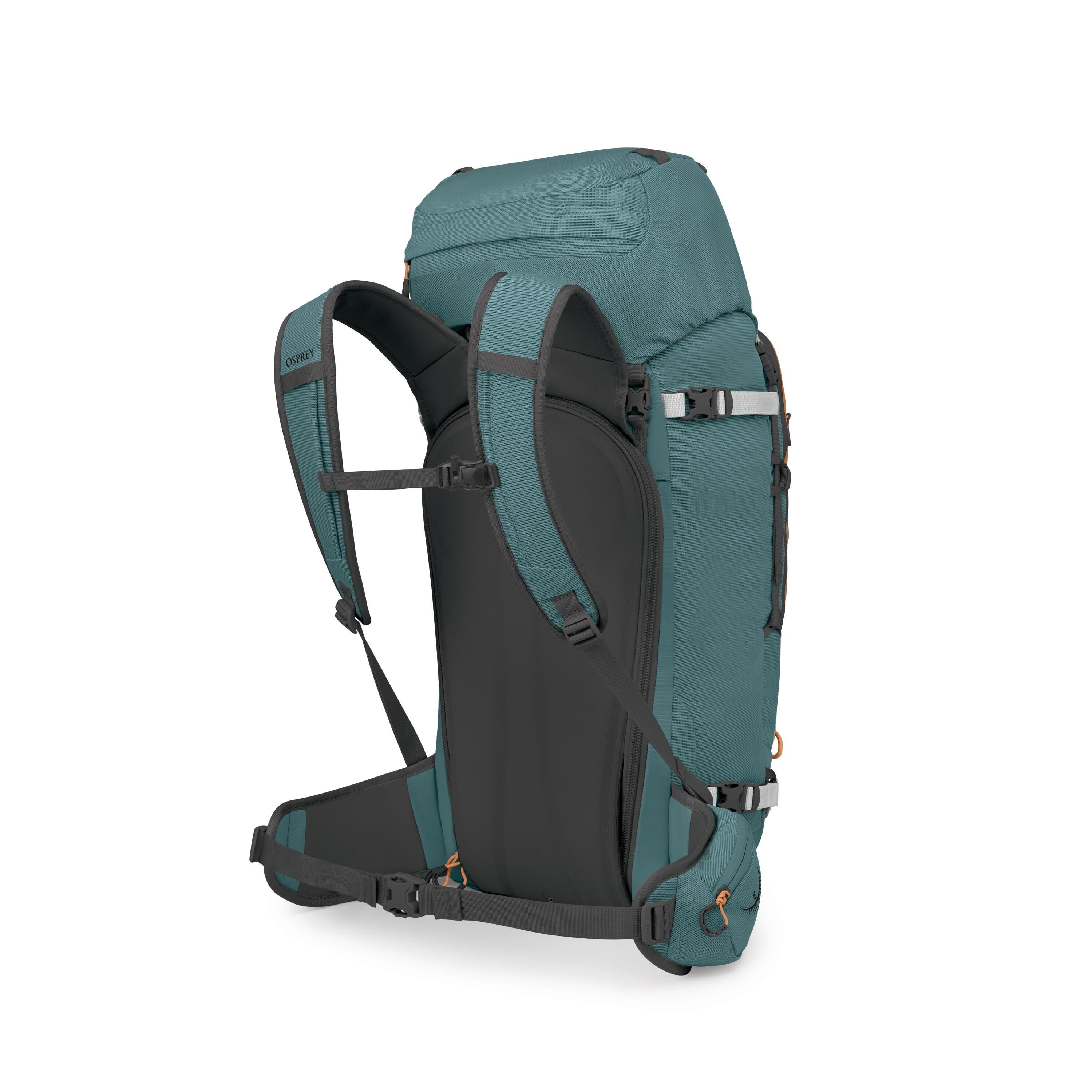 Osprey Soelden 45 Ski & Snowboard Backpack 45L in Cascade Blue-Raven Black — angle view 3