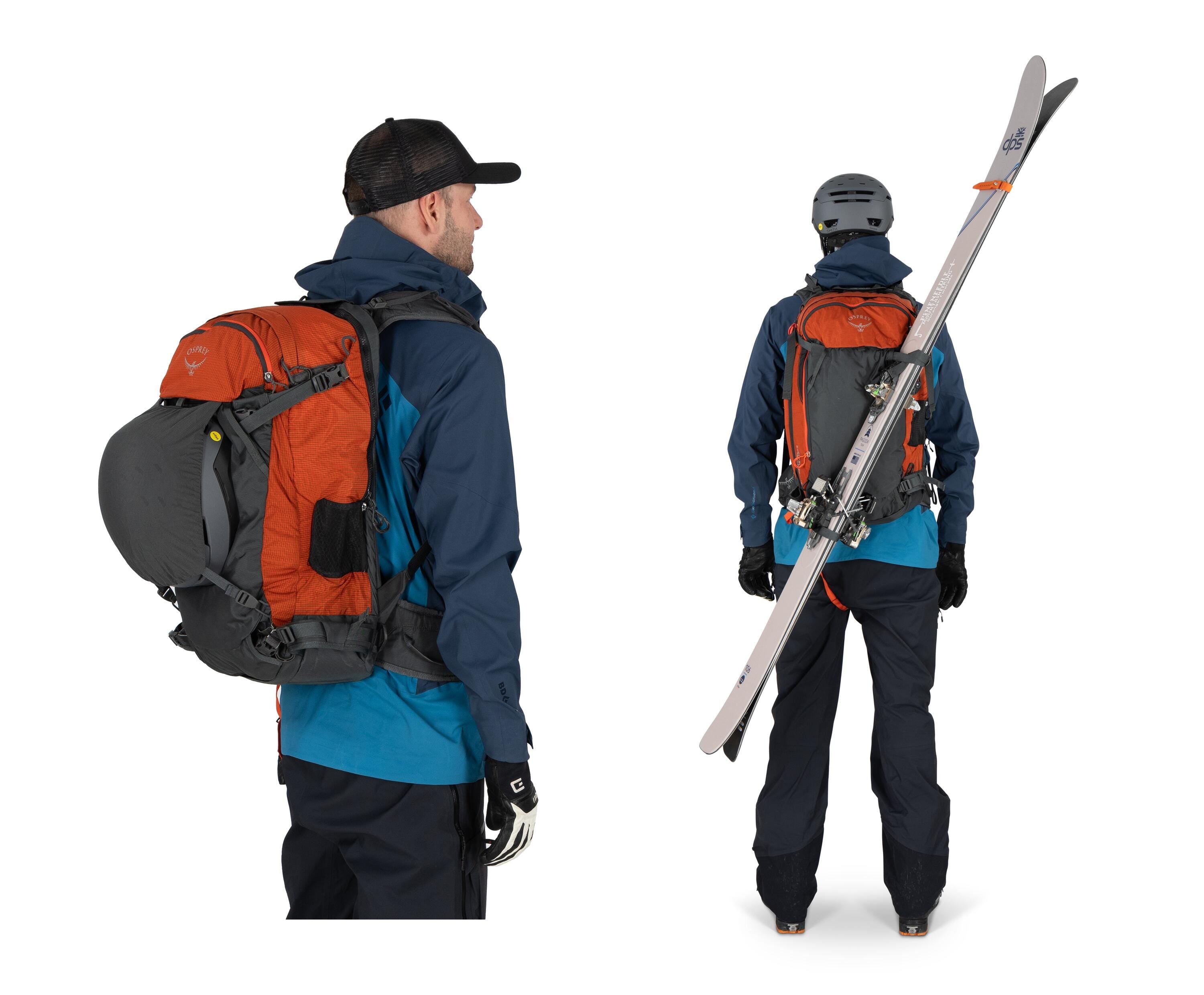 Osprey Soelden Pro 32 Airbag Ski & Snowboard Backpack 32L in Mars Orange — detail view