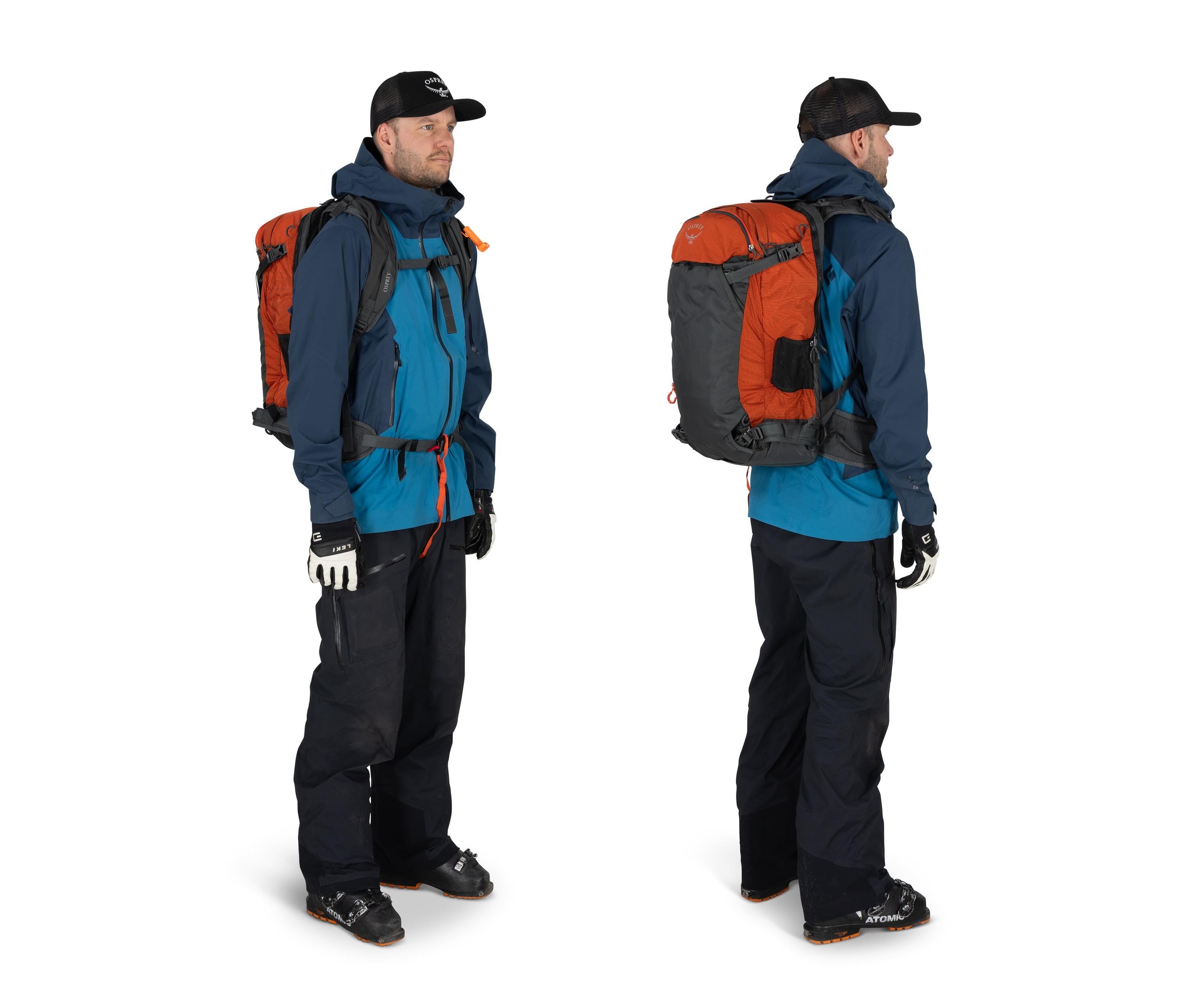Osprey Soelden Pro 32 Airbag Ski & Snowboard Backpack 32L in Mars Orange — lifestyle