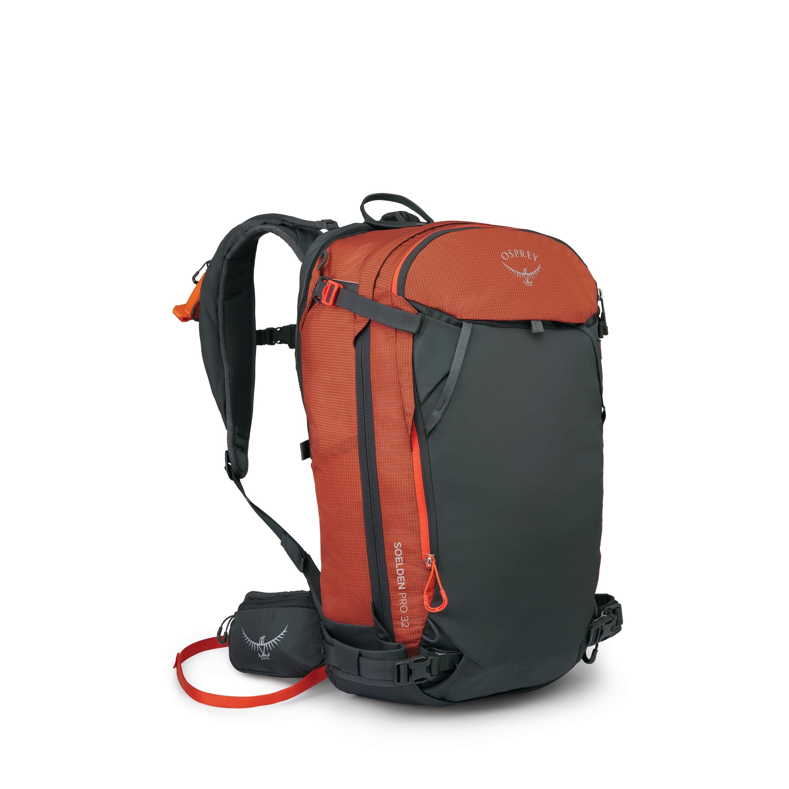 Osprey Soelden Pro 32 Airbag Ski & Snowboard Backpack 32L in Mars Orange — angle view 2