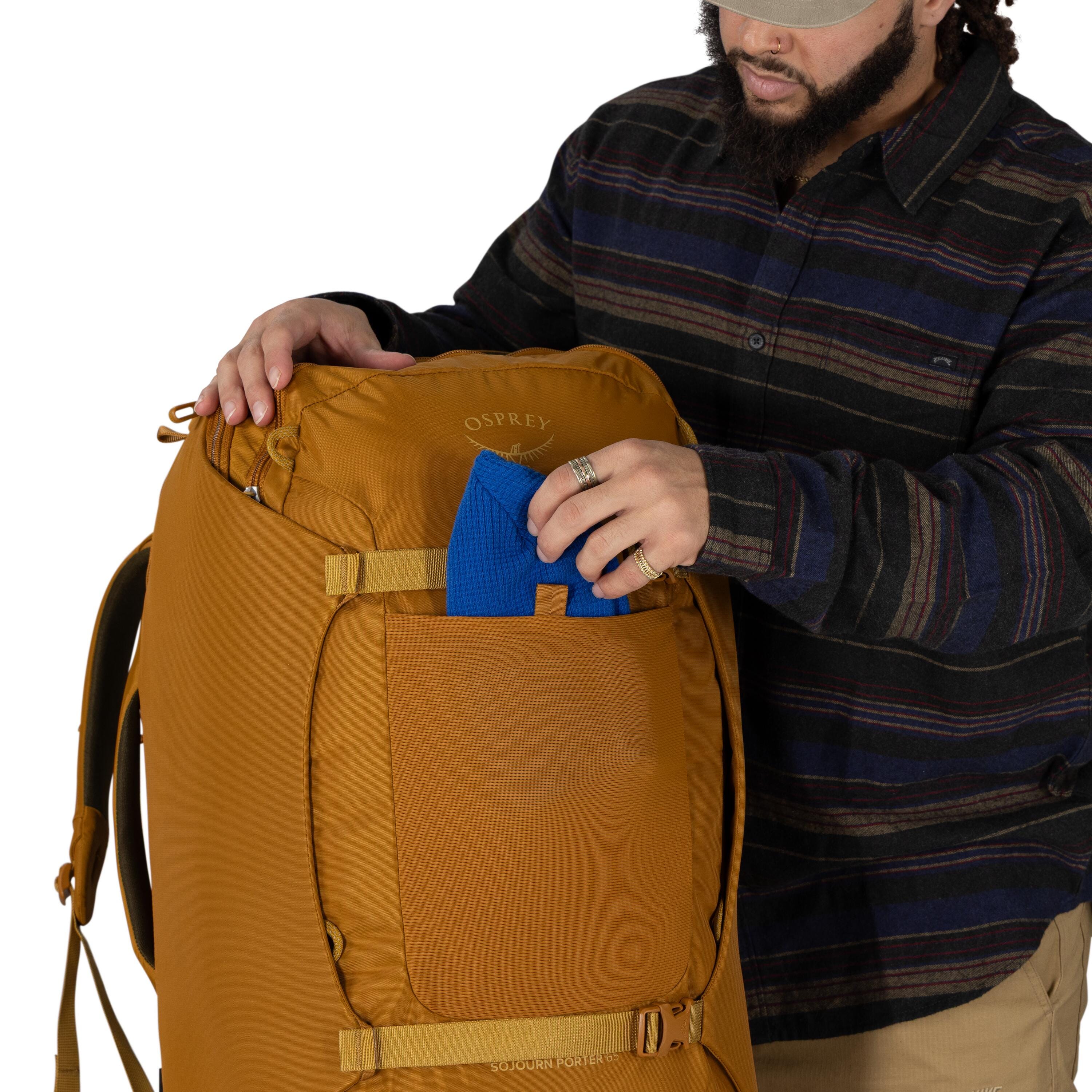 Osprey Sojourn Porter Travel Pack 65L in Barley Brown — detail view 3