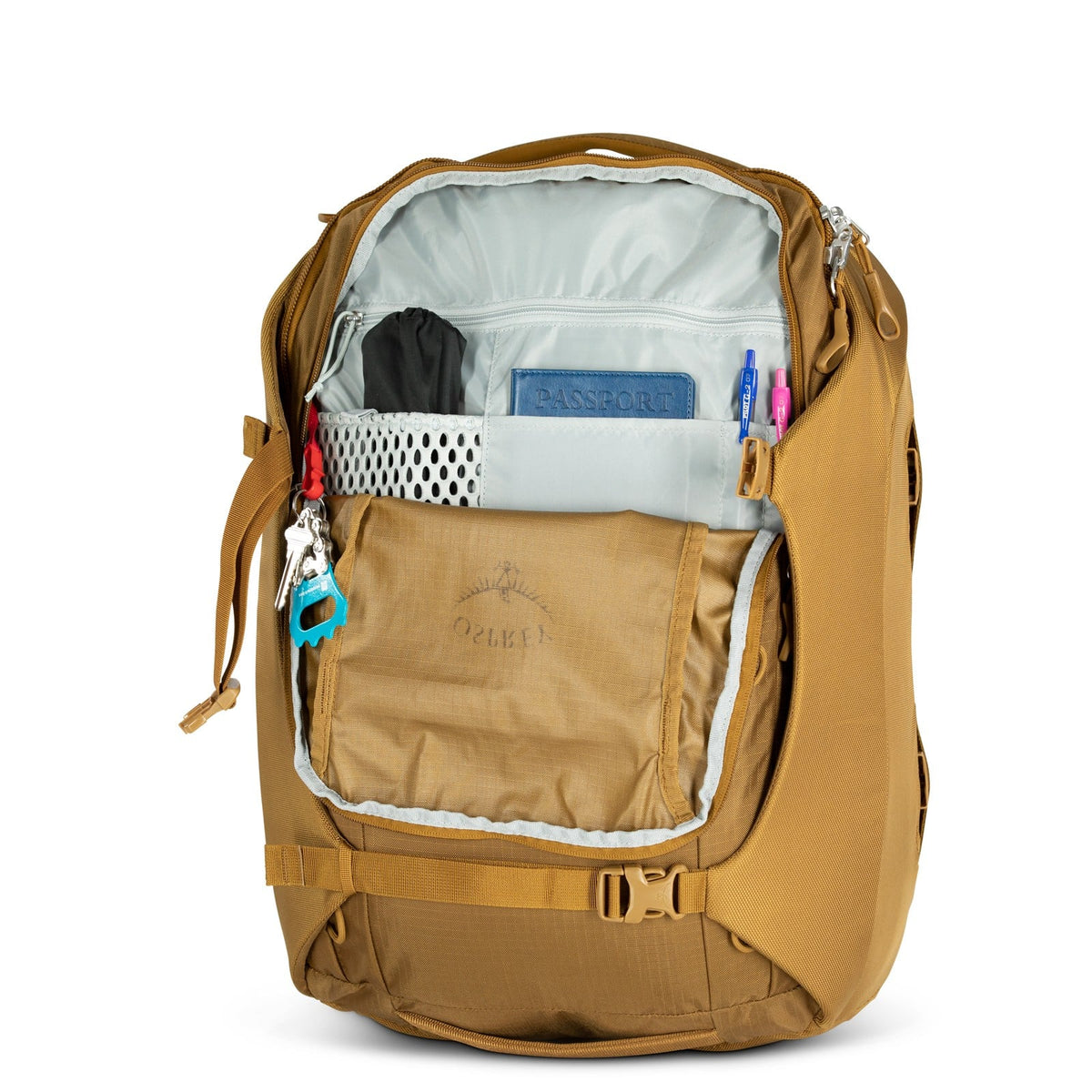 Osprey Sojourn Porter Travel Pack-46L in Brindle Brown Heather — detail view