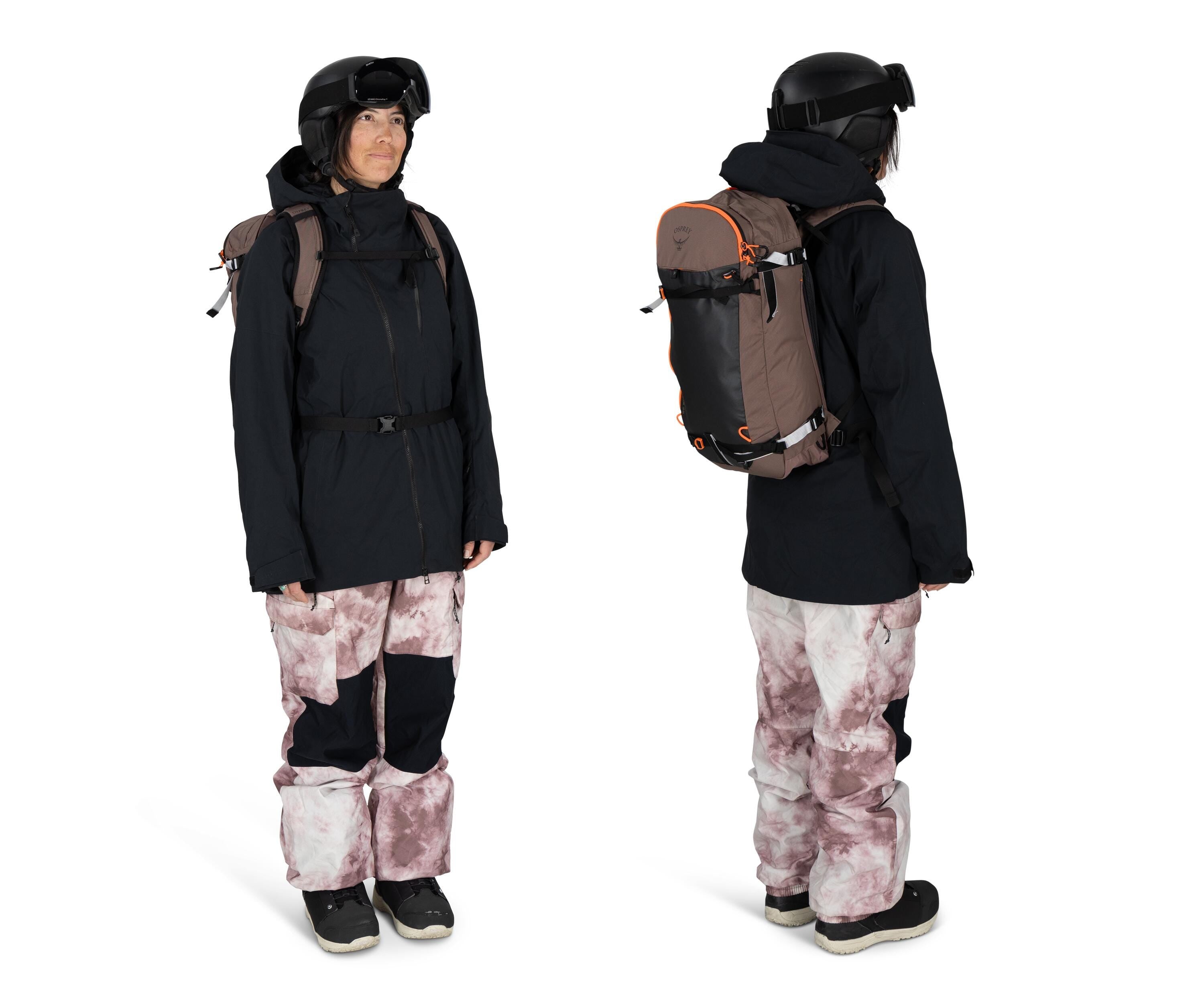 Osprey Sopris 25 Women's Ski & Snowboard Backpack 25L in Magma Brown-Raven Black — lifestyle