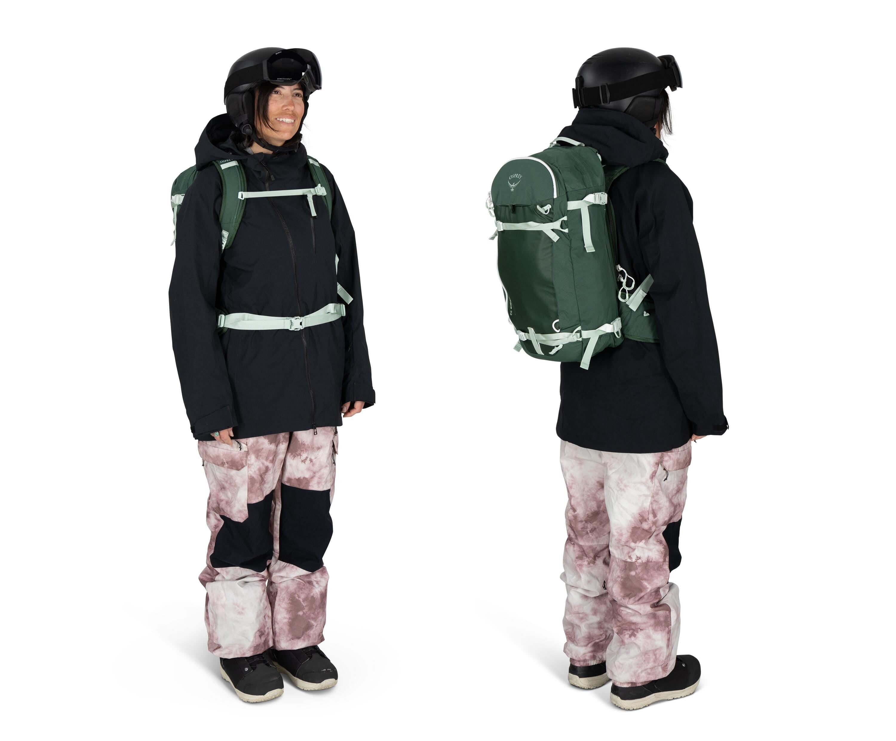 Osprey Sopris 32 Women's Ski & Snowboard Backpack 32L in Tundra Green-Green Canopy — lifestyle