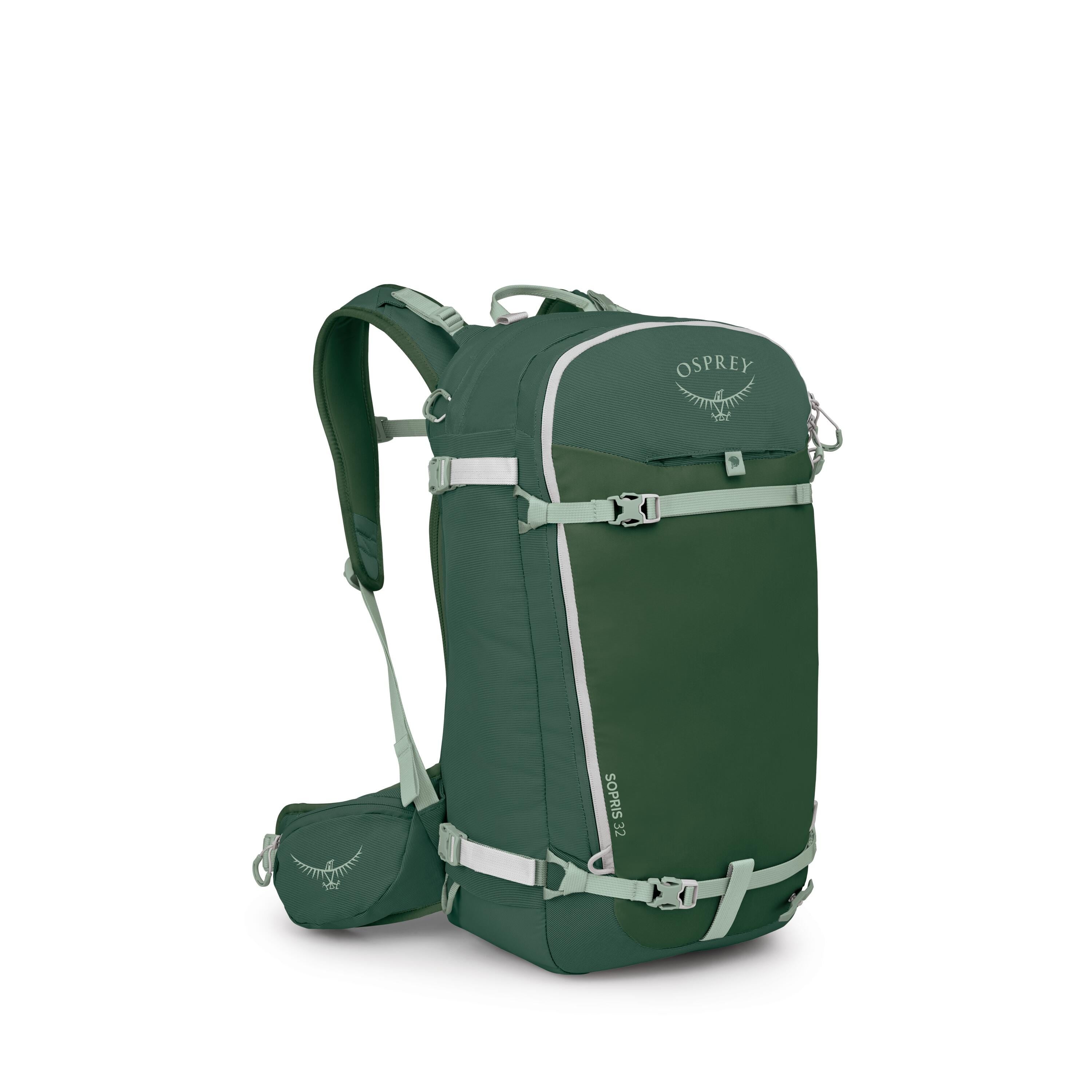 Osprey Sopris 32 Women's Ski & Snowboard Backpack 32L in Tundra Green-Green Canopy — angle view 2