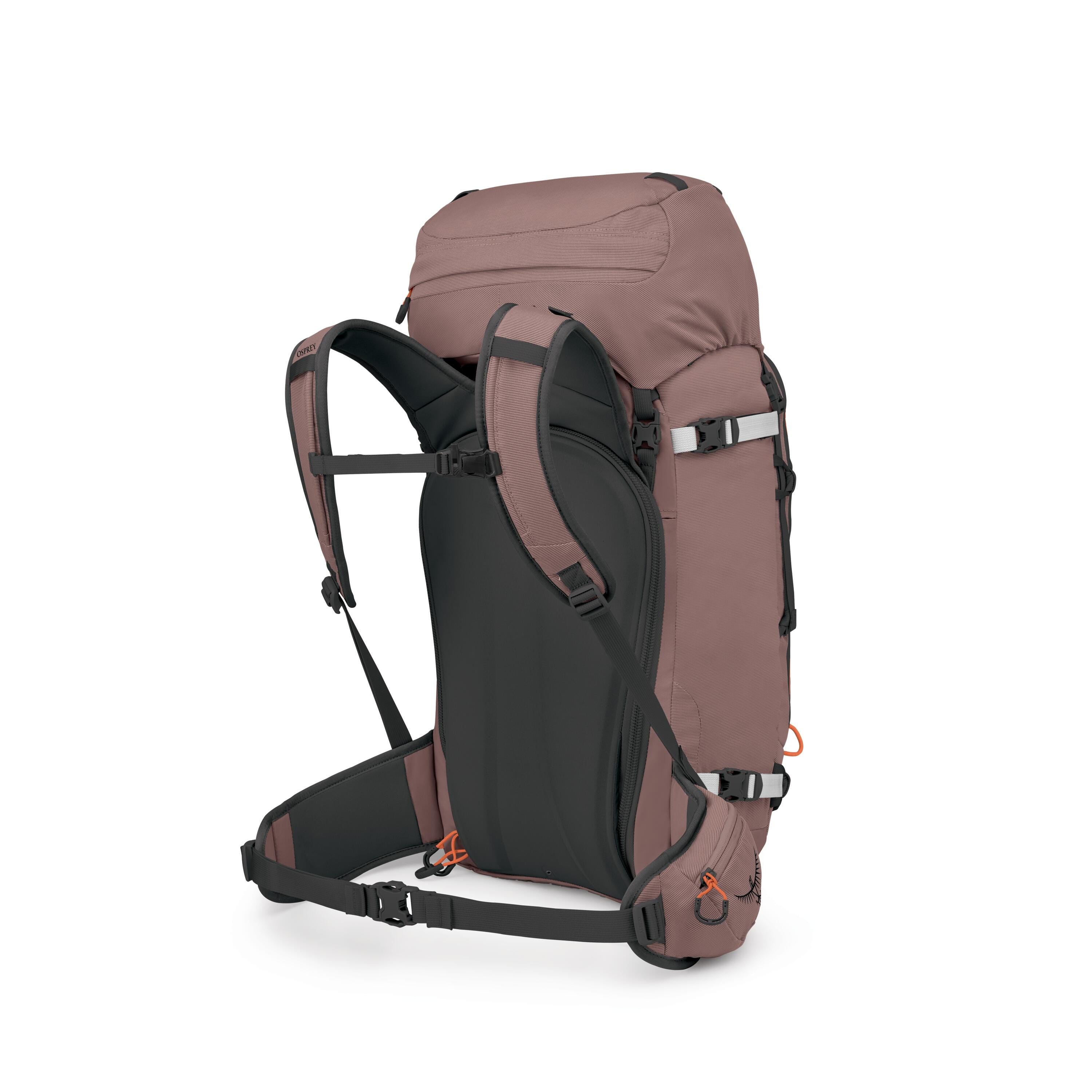 Osprey Sopris 45 Women's Ski & Snowboard Backpack 45L in Magma Brown-Raven Black — angle view 3