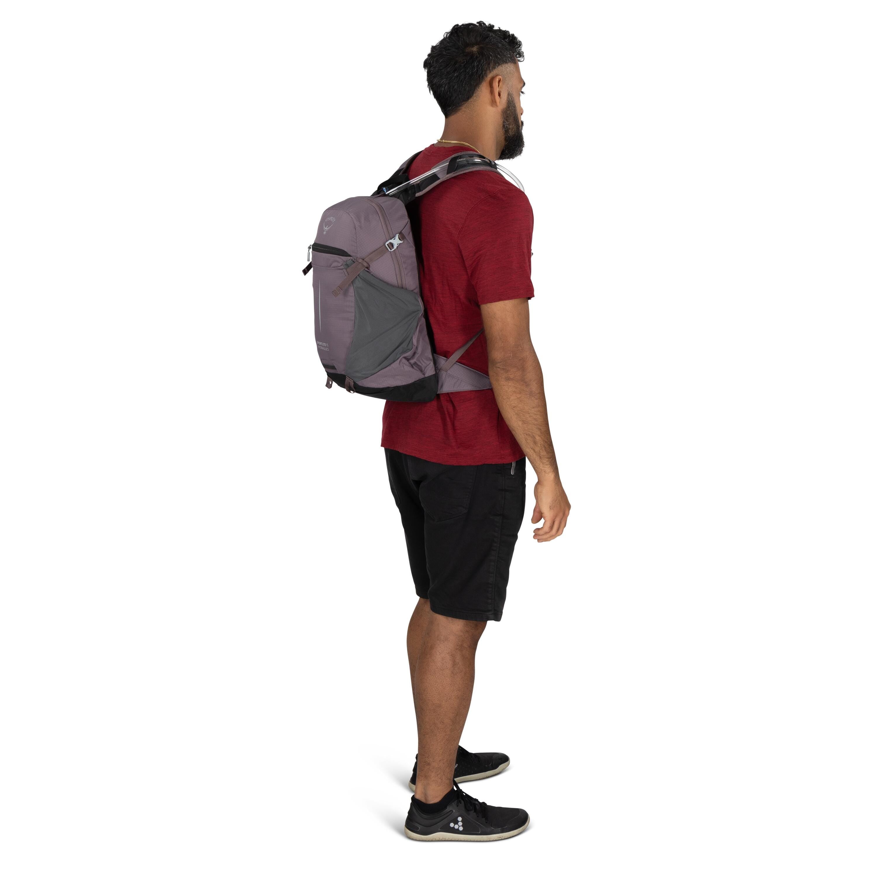 Osprey Sportlite 15 Hydraulics Hiking Hydration Backpack 15L in Graphite Purple — lifestyle 2