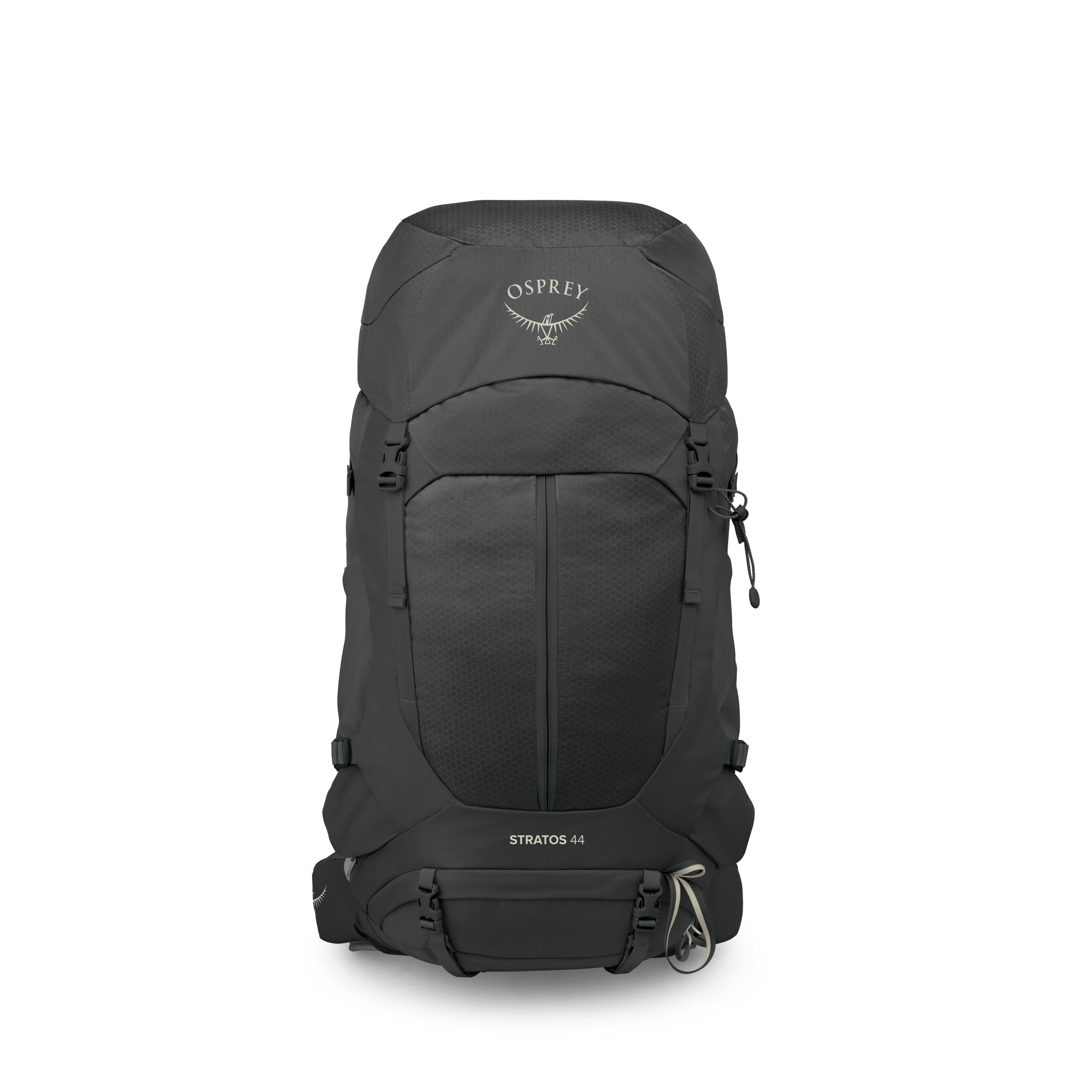 Osprey Stratos 44 Hiking Backpack 44L in Raven Black — front view