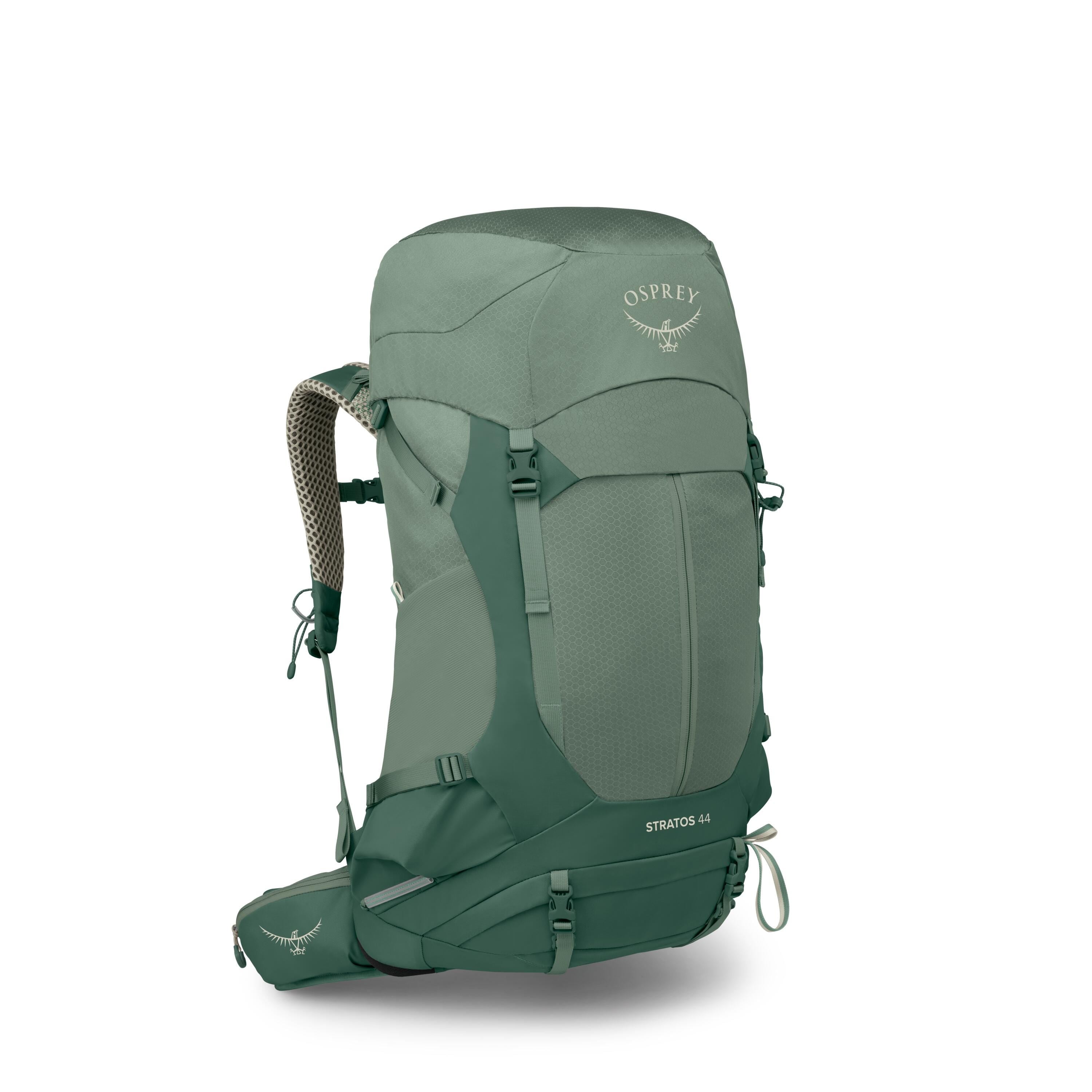 Osprey Stratos 44 Hiking Backpack 44L in Pine Leaf Green — angle view 2
