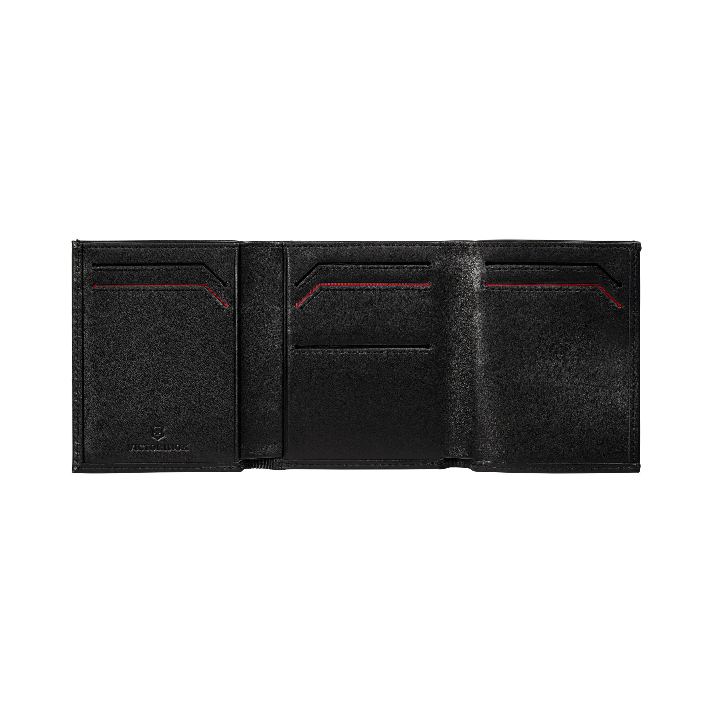 Victorinox Altius Alox Tri-Fold Wallet in Black — interior view