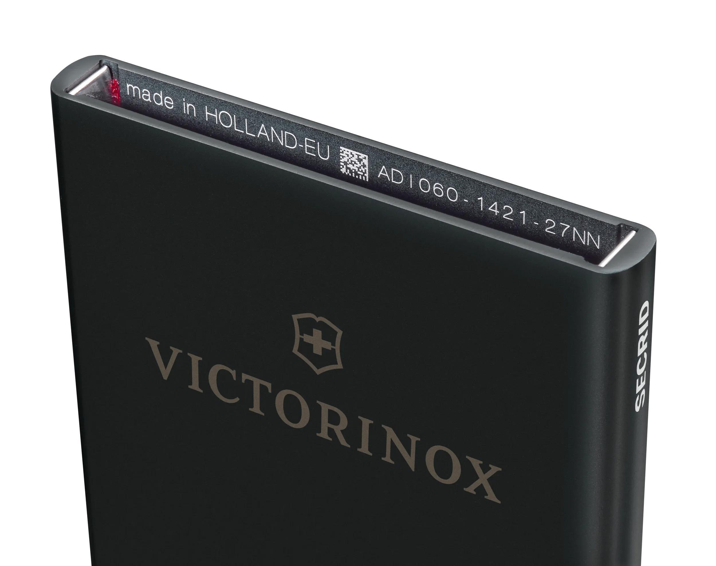 Victorinox Altius Secrid Essential Card Wallet in Black — detail view