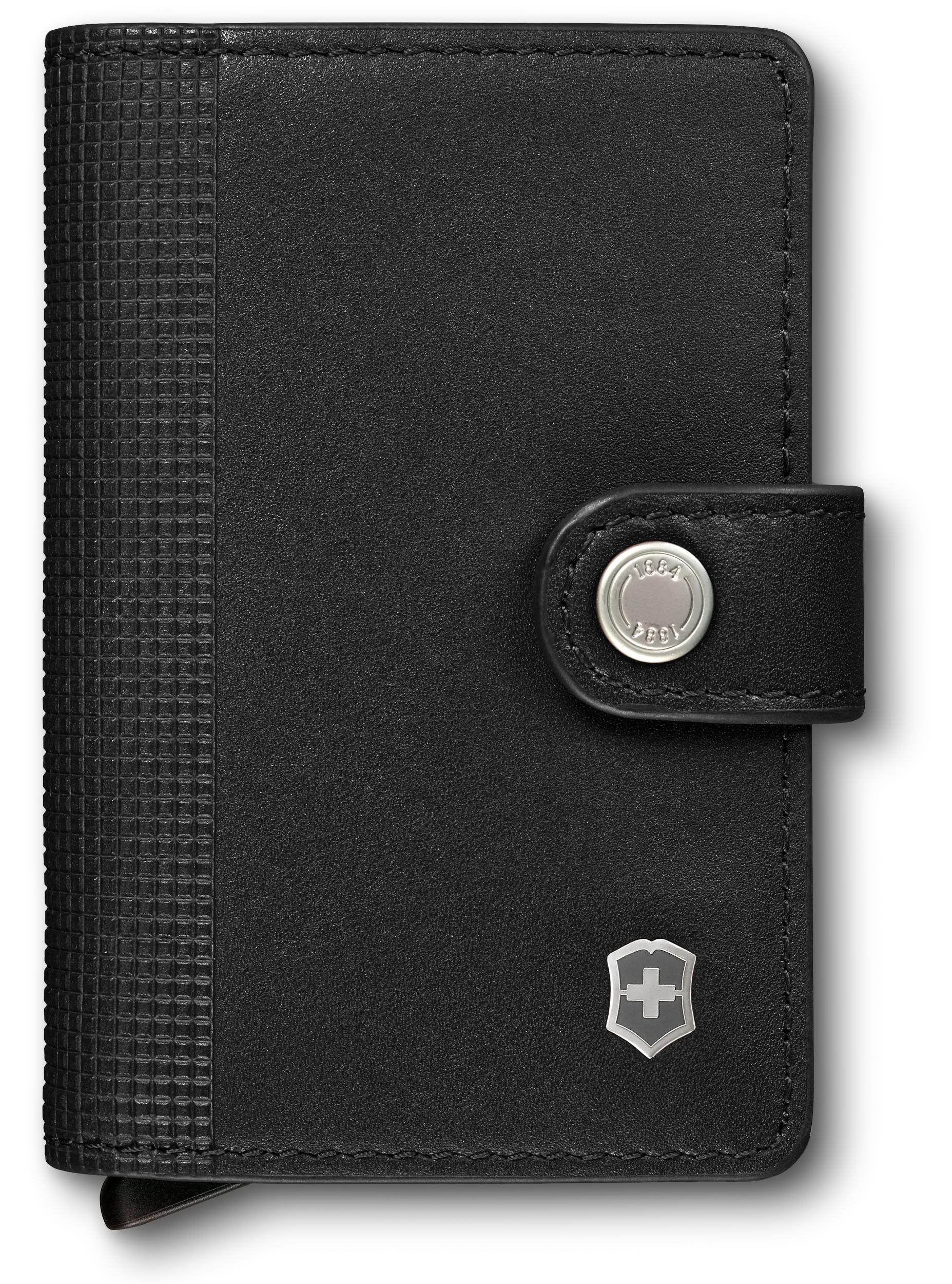 Victorinox Altius Secrid Leather Card Wallet in Black — front view