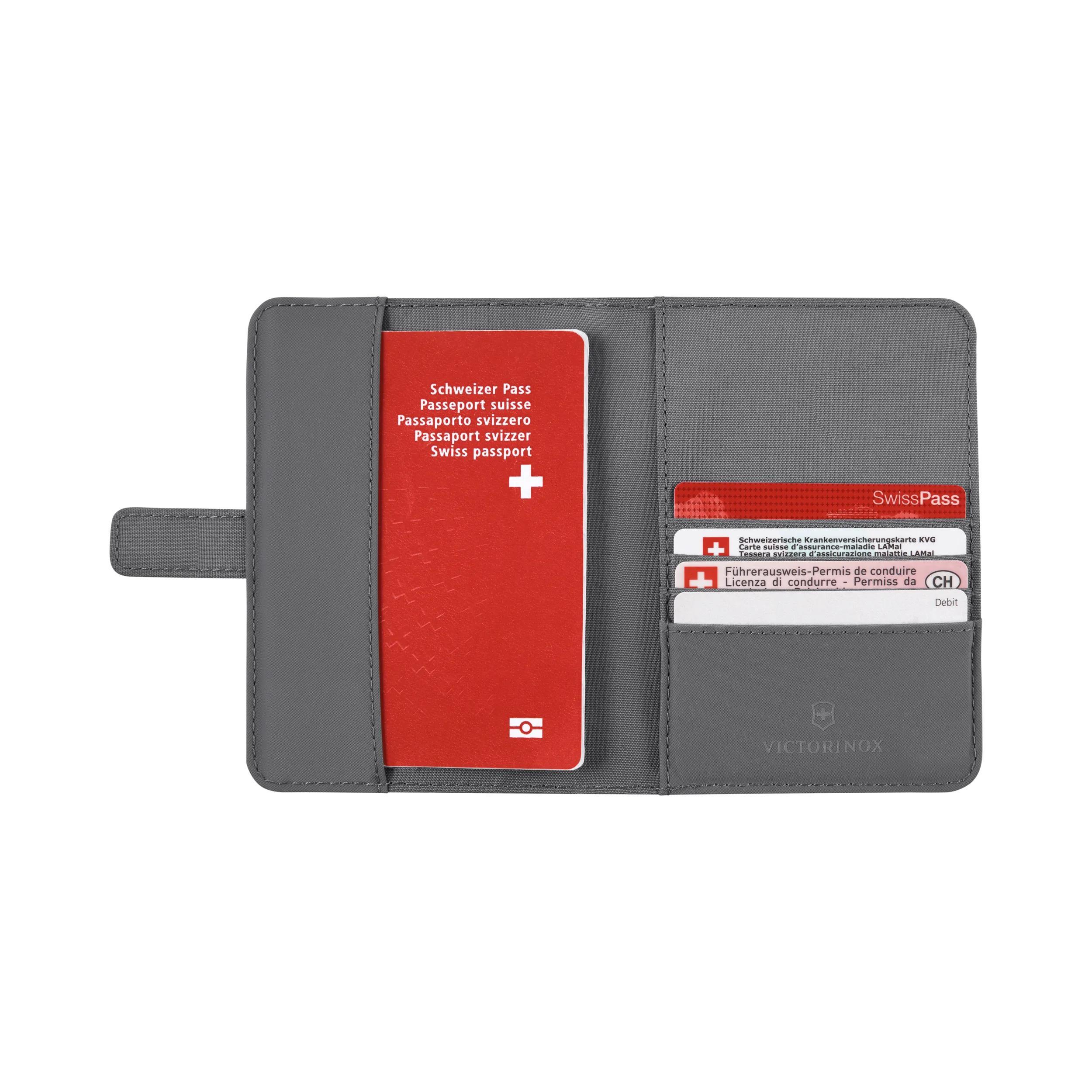 Victorinox Travel Essentials Passport Holder in Gray — interior view