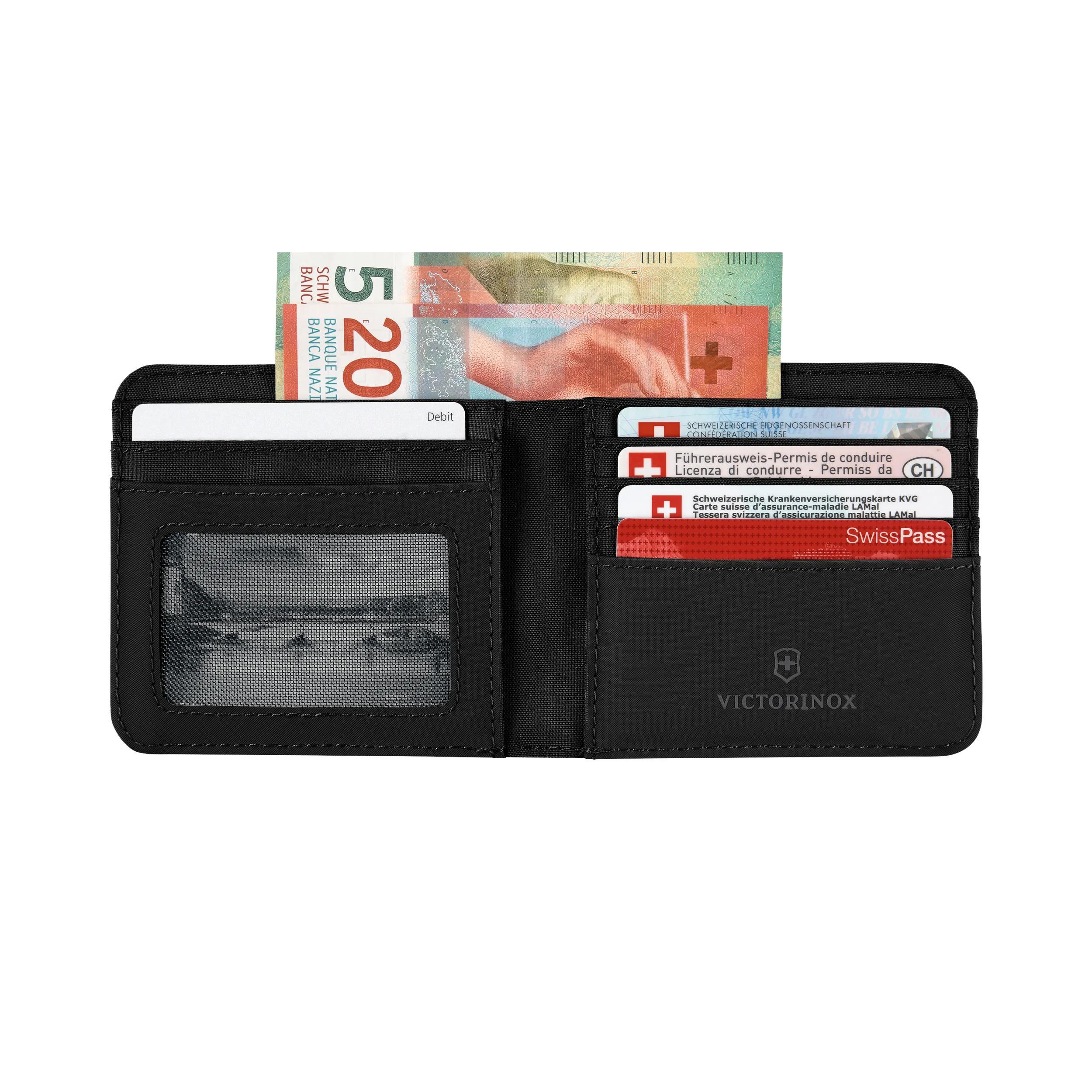 Victorinox Travel Essentials Bi-Fold Wallet in Black — interior view