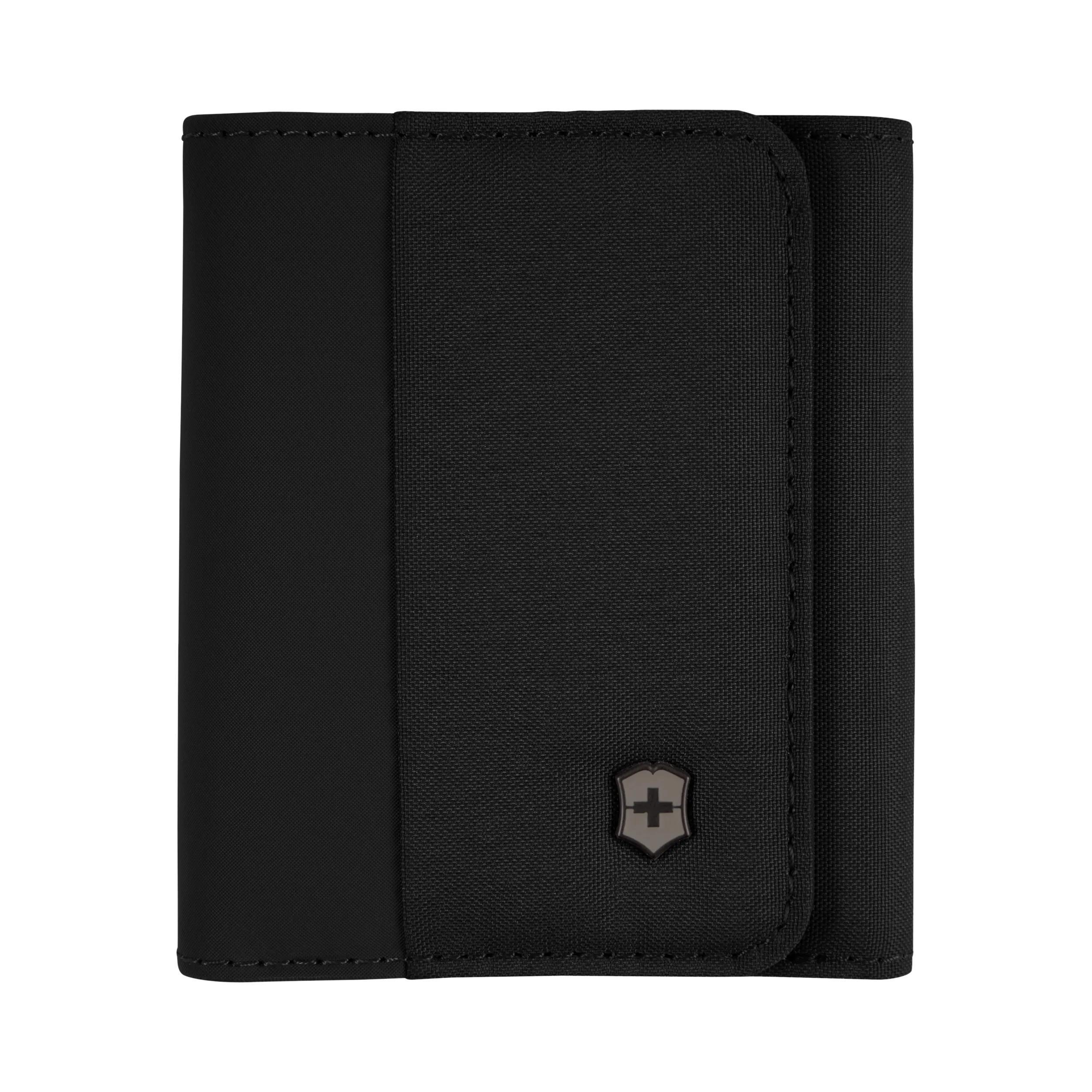 Victorinox Travel Essentials Tri-Fold Wallet in Black — front view