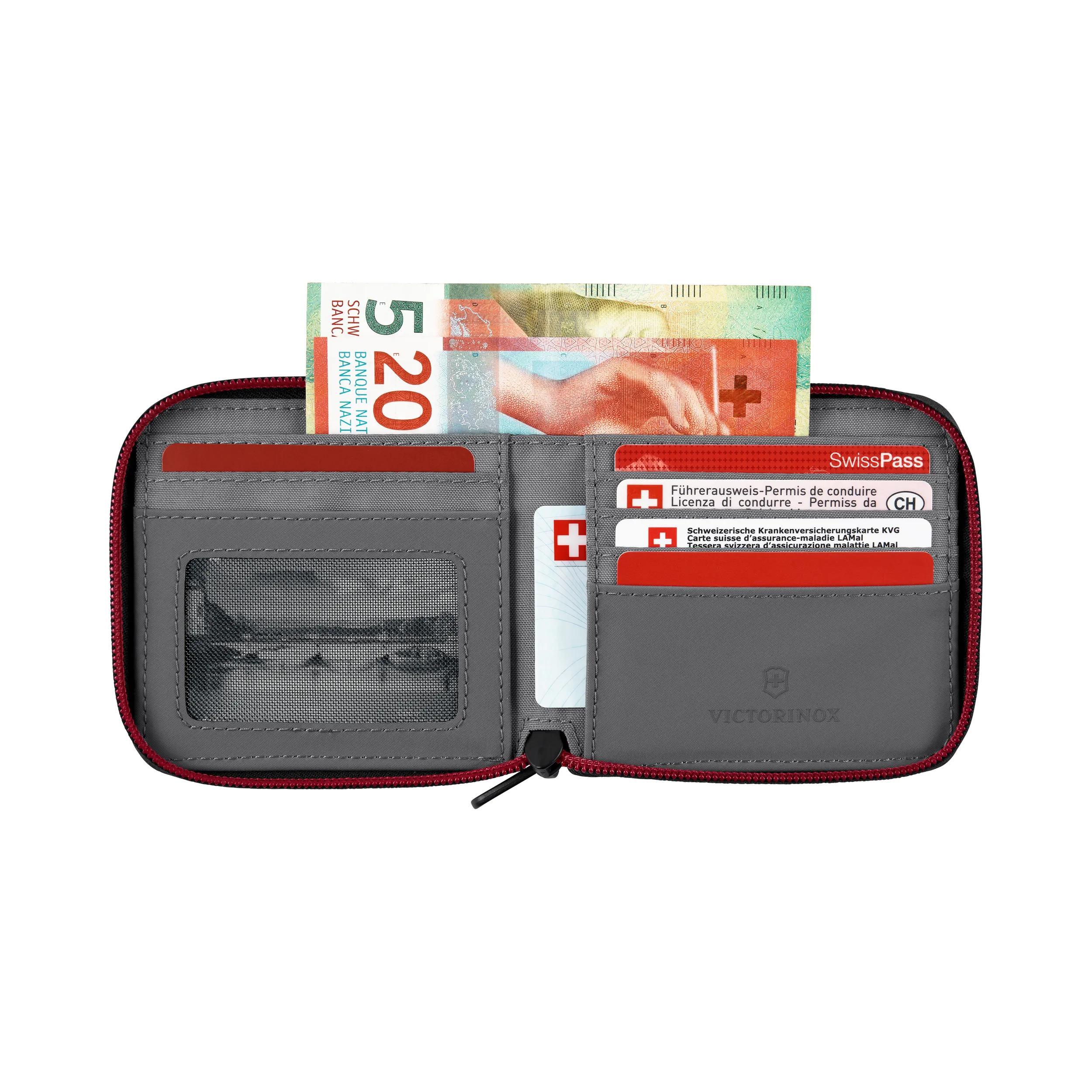 Victorinox Travel Essentials Zip-Around Wallet in Gray — interior view