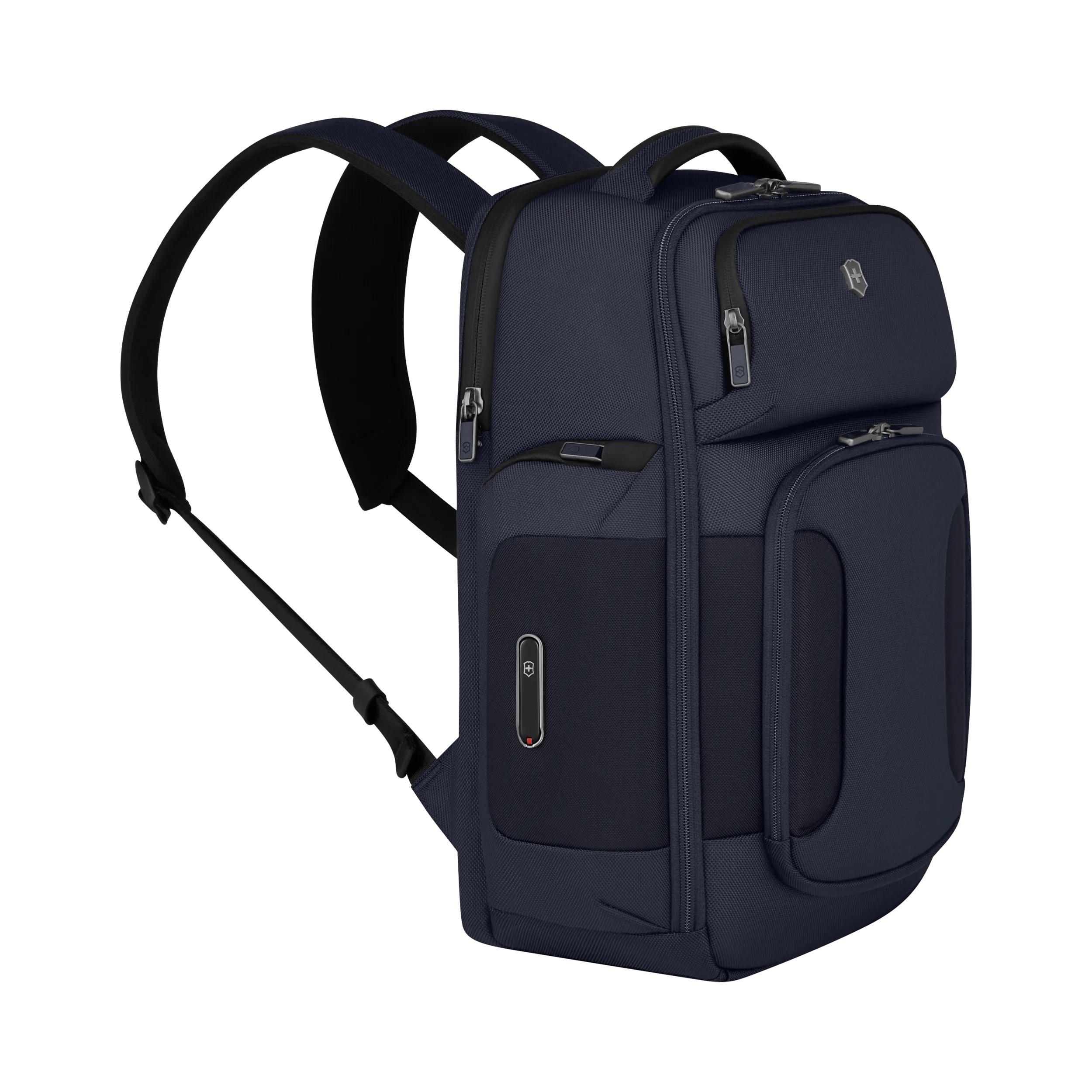 Victorinox Werks Traveler 7.0 Deluxe Backpack in Navy Blue — angle view 2