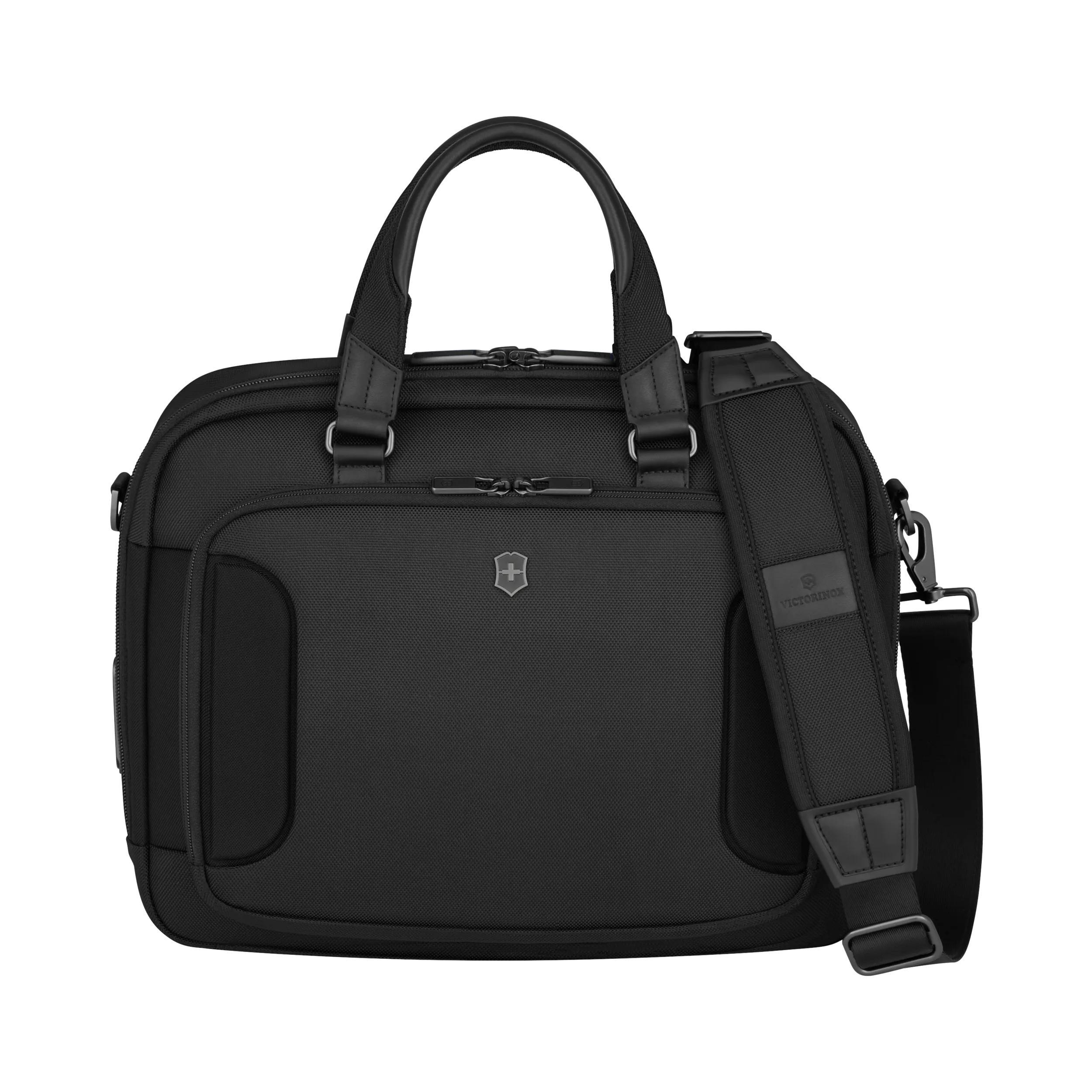 Victorinox Werks Traveler 7.0 Compact Briefcase in Black — angle view 2