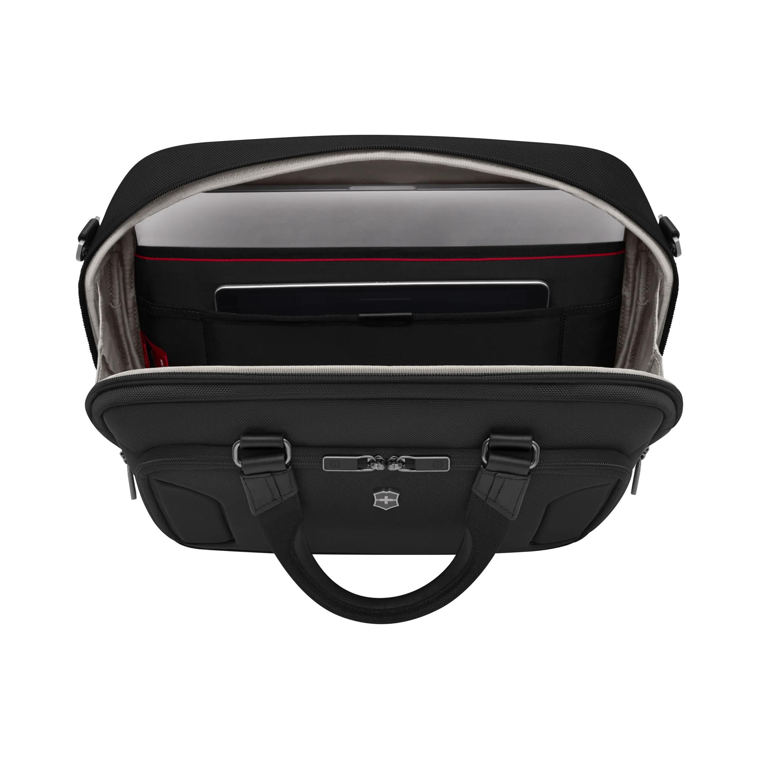 Victorinox Werks Traveler 7.0 Compact Briefcase in Black — interior view