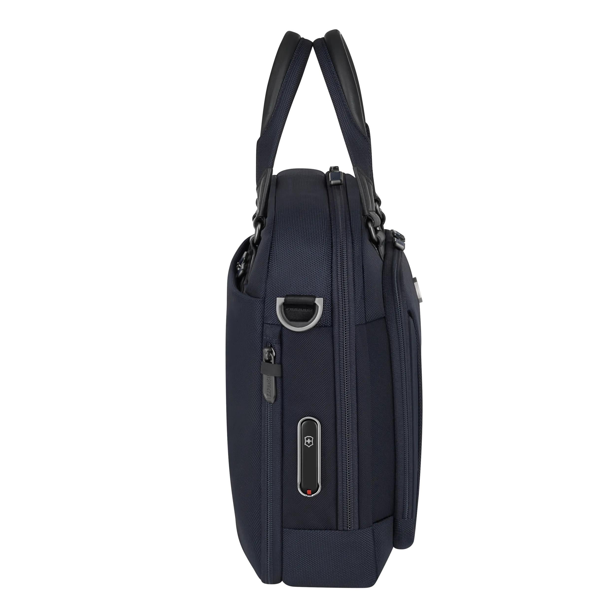 Victorinox Werks Traveler 7.0 Compact Briefcase in Navy Blue — angle view 4
