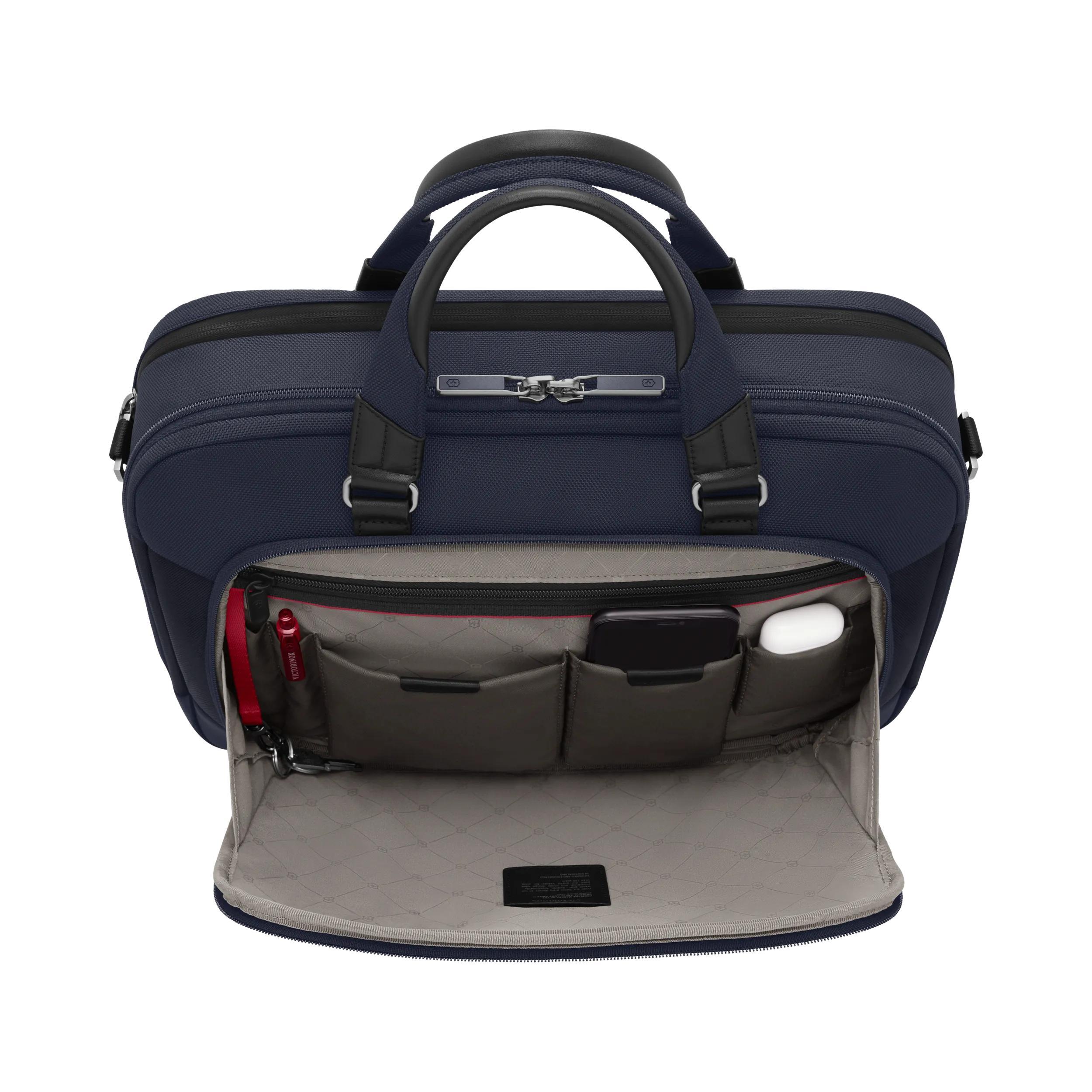 Victorinox Werks Traveler 7.0 Deluxe Briefcase in Navy Blue — interior view 3