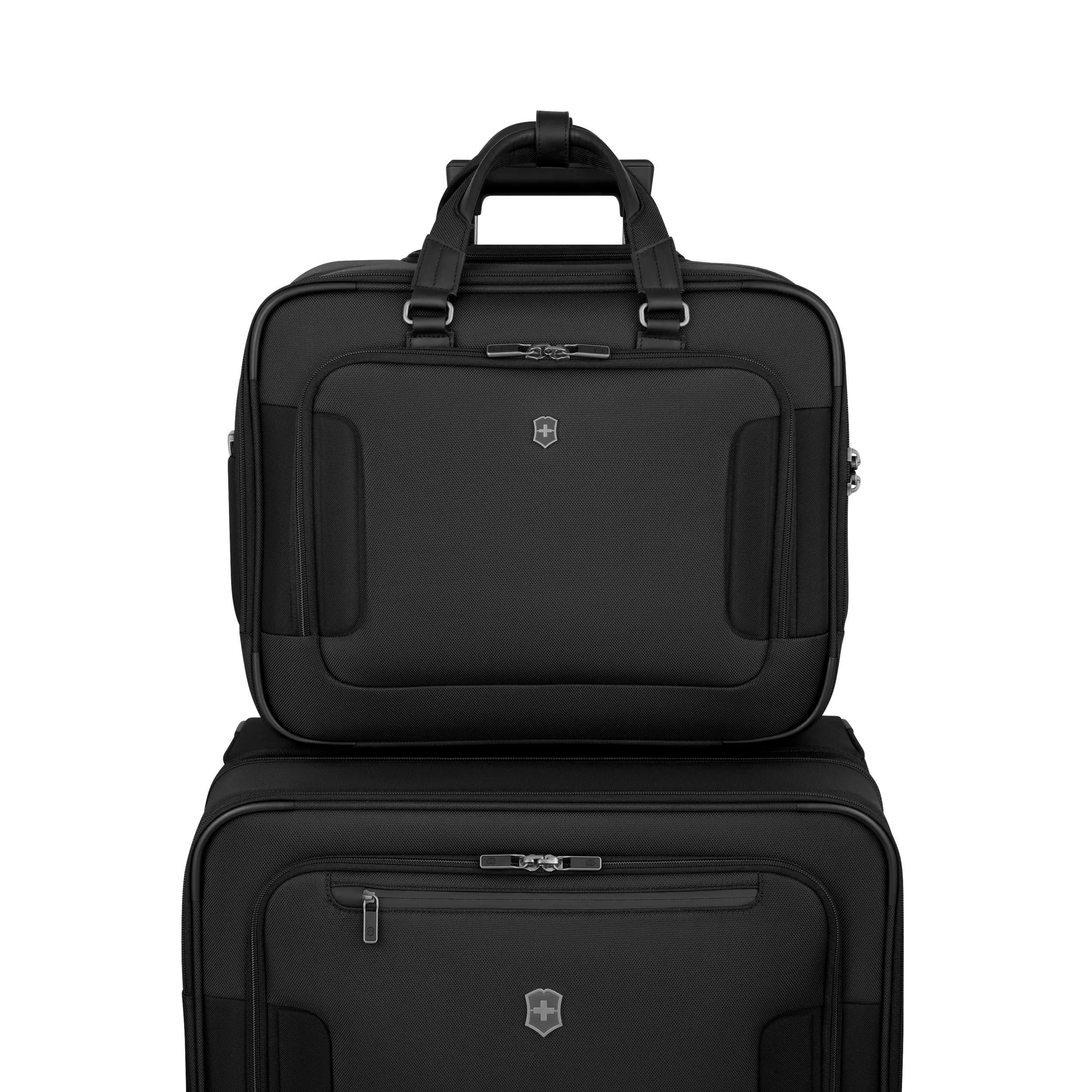 Victorinox Werks Traveler 7.0 Wheeled Briefcase in Black — detail view
