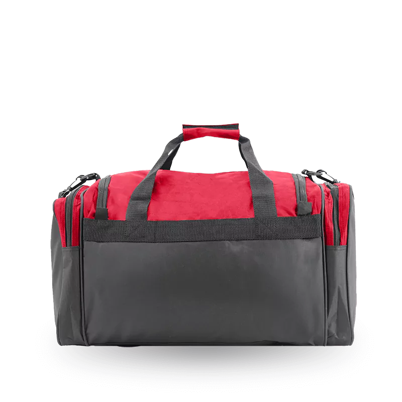 J World Copper Sport Duffel Bags in Red/Black 18" — back view # color_Red/Black